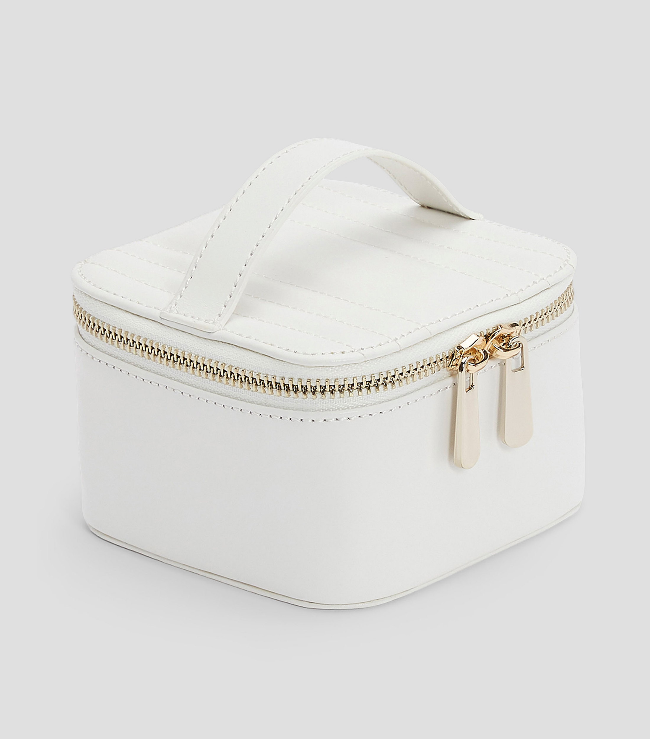 Joyero Maria en cuero blanco