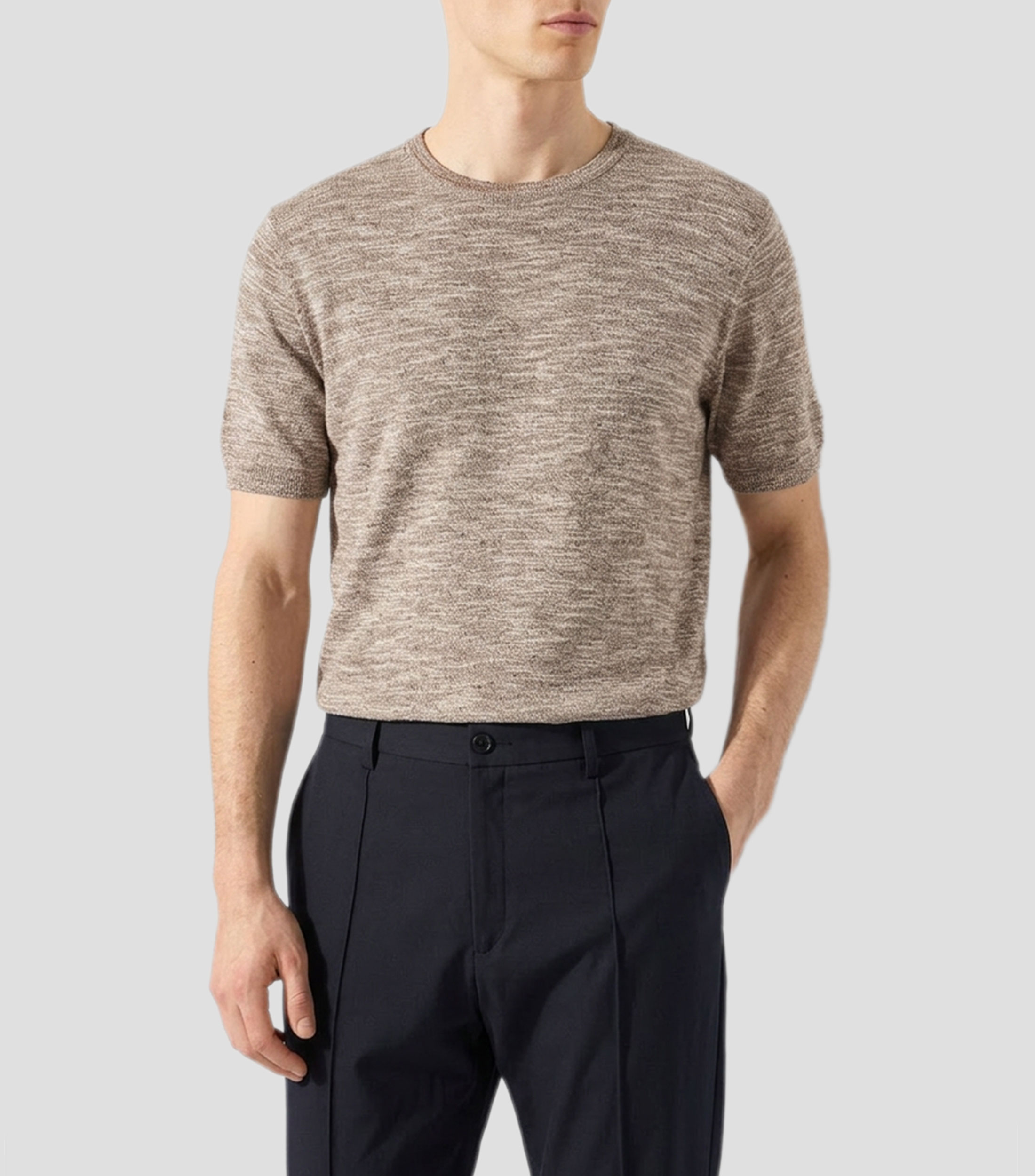 Playera cuello redondo manga corta jaspeado Hombre