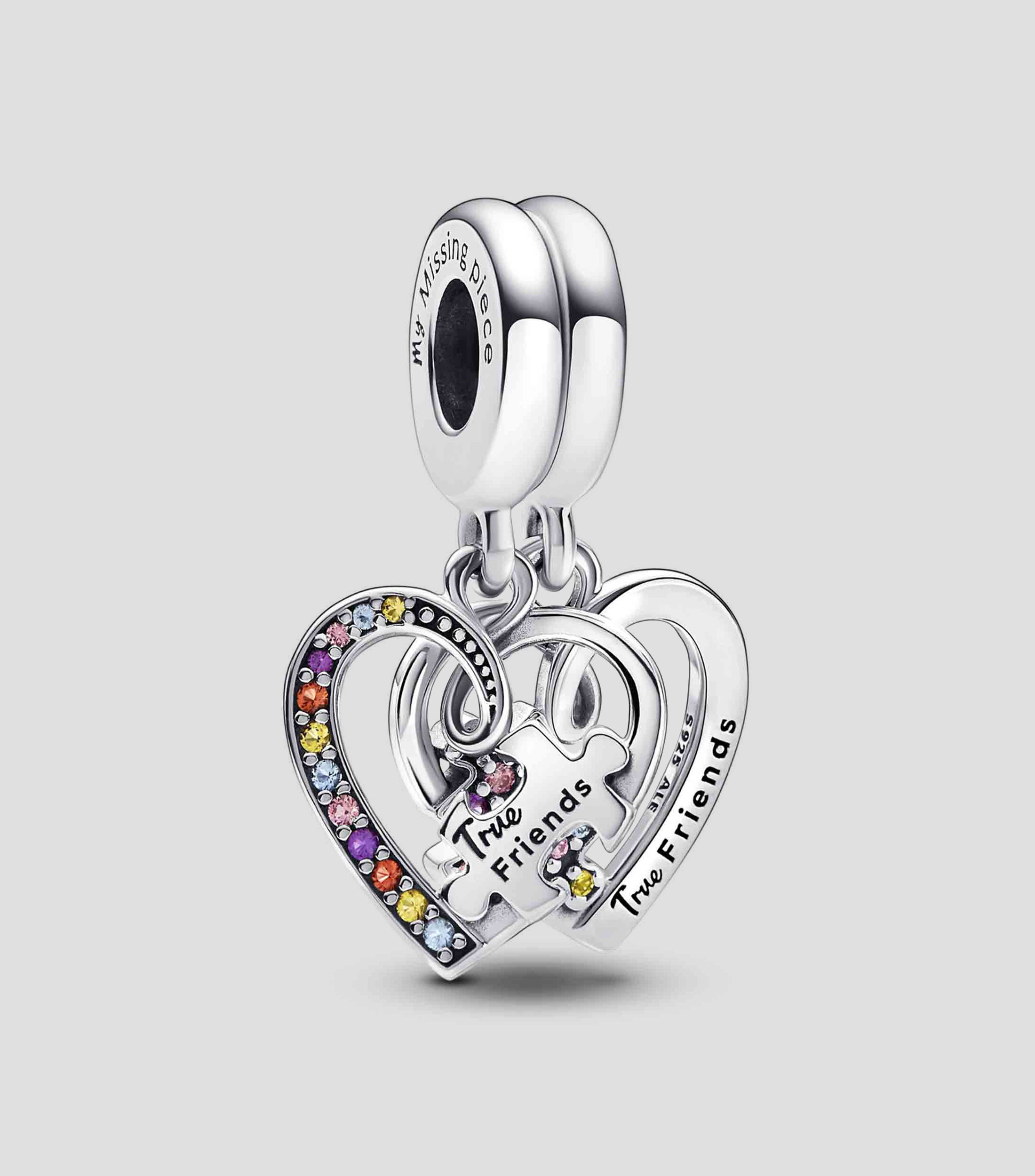 Set 2 Charms en plata Puzzle Corazones de la Amistad Mujer