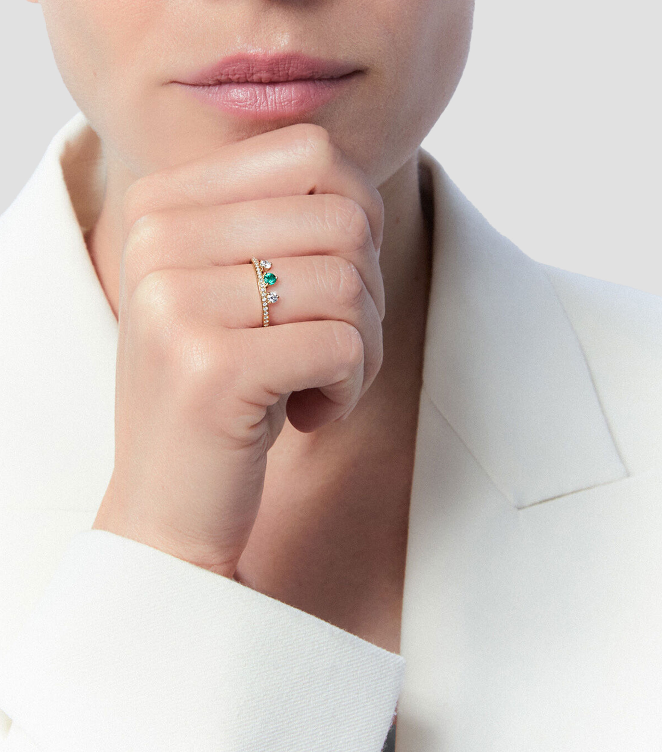 Anillo en Oro de 18 Kilates Saiph con Esmeralda Mujer