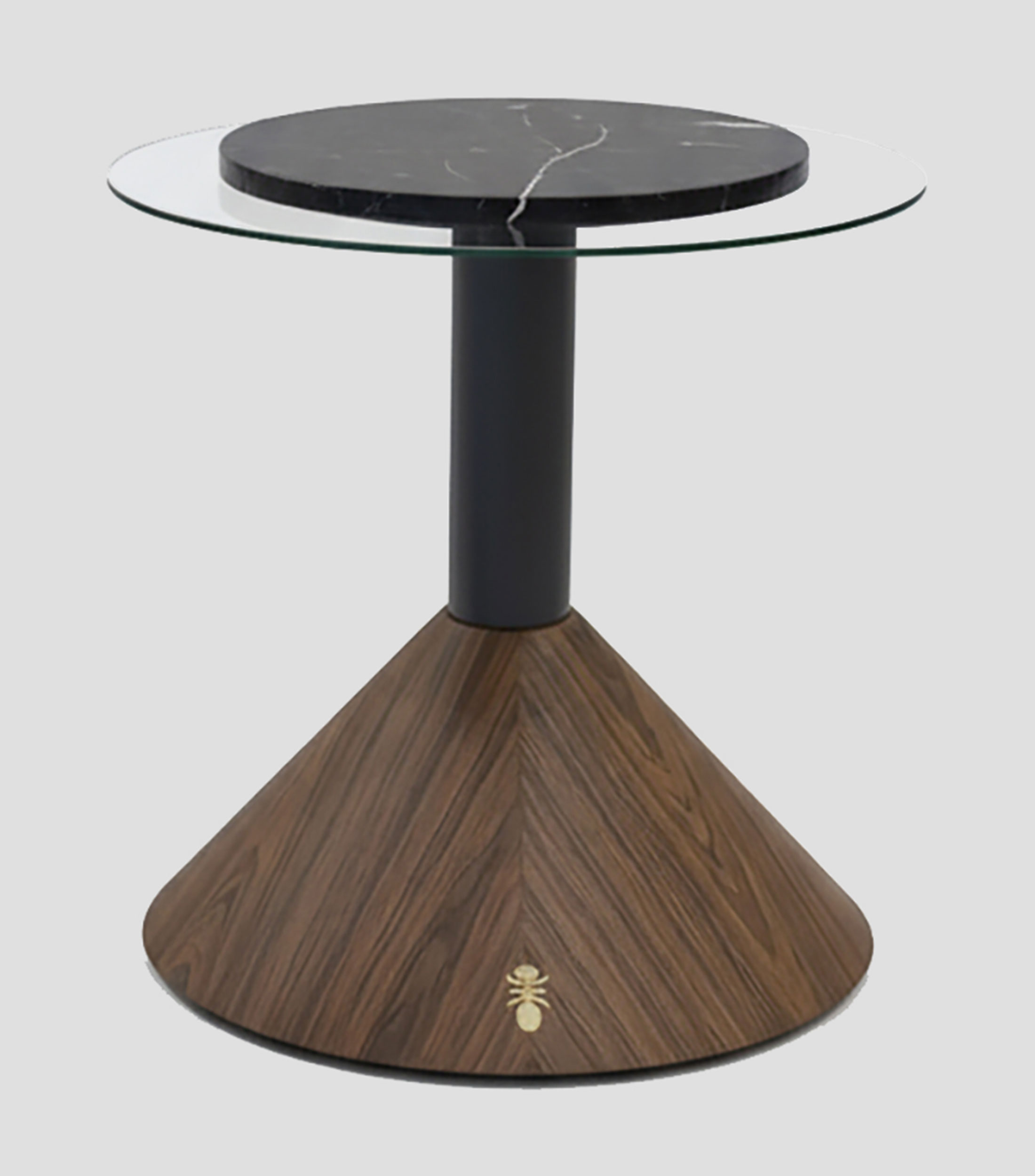 Mesa lateral Beverly II grande en madera y vidrio