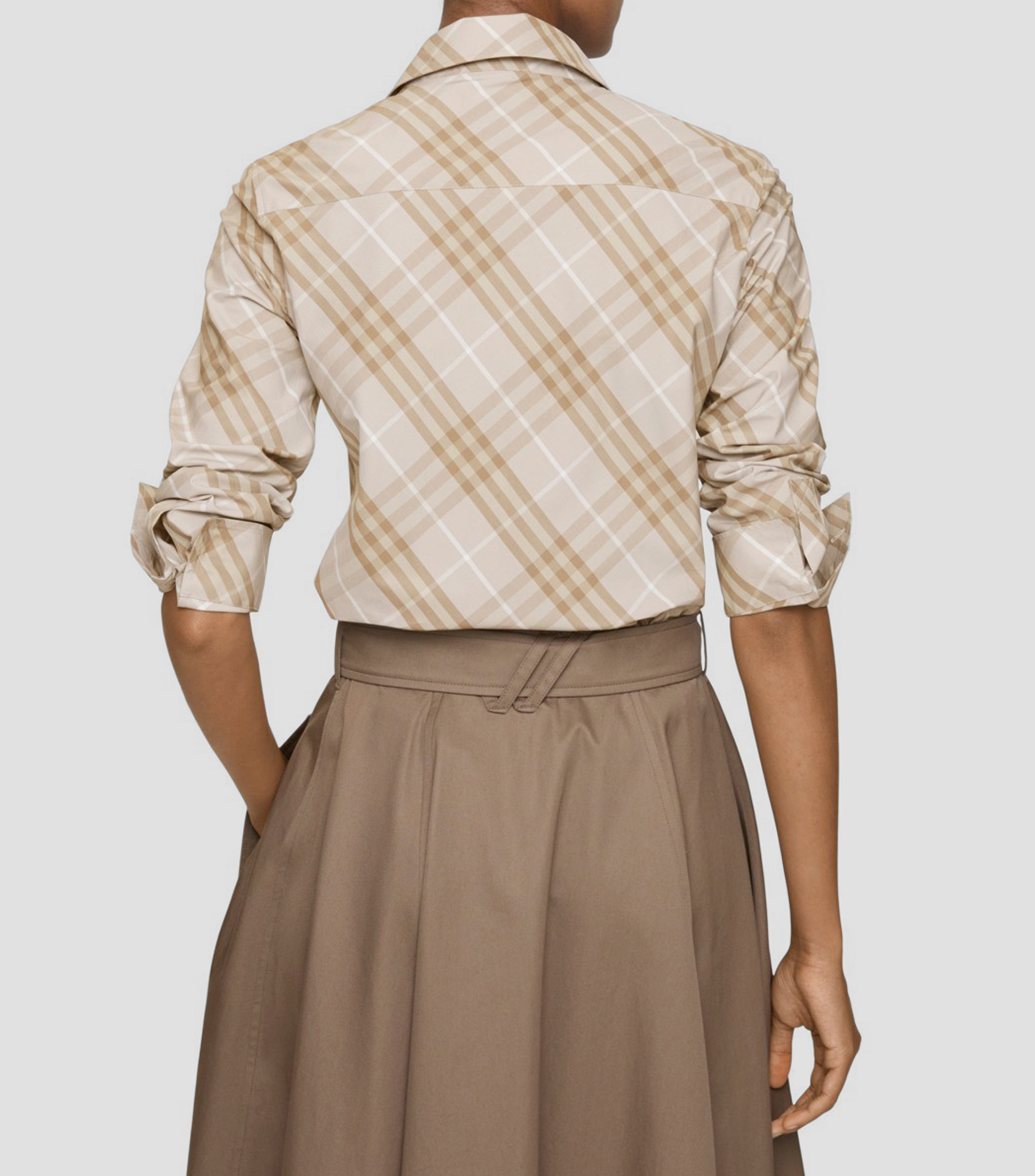 Camisa con cuadros check manga larga Mujer