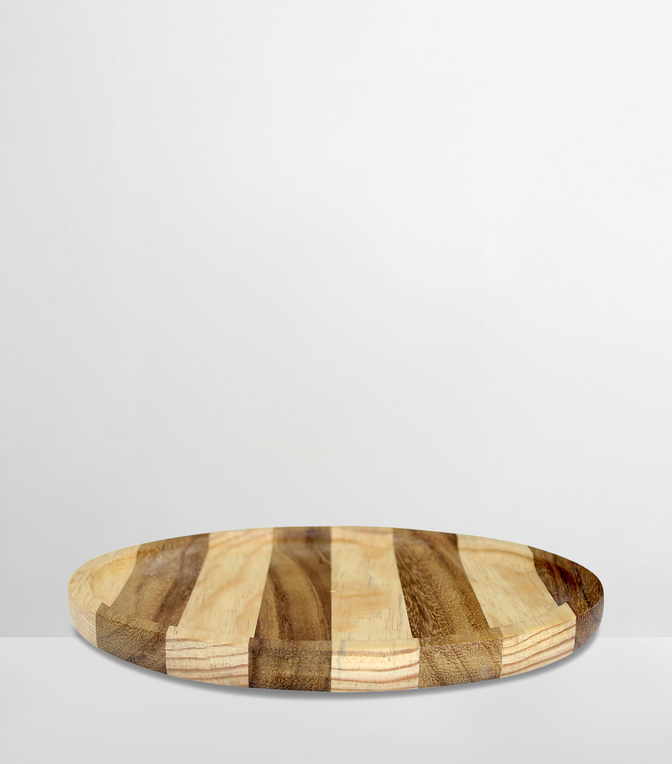 Charola redonda en madera de parota