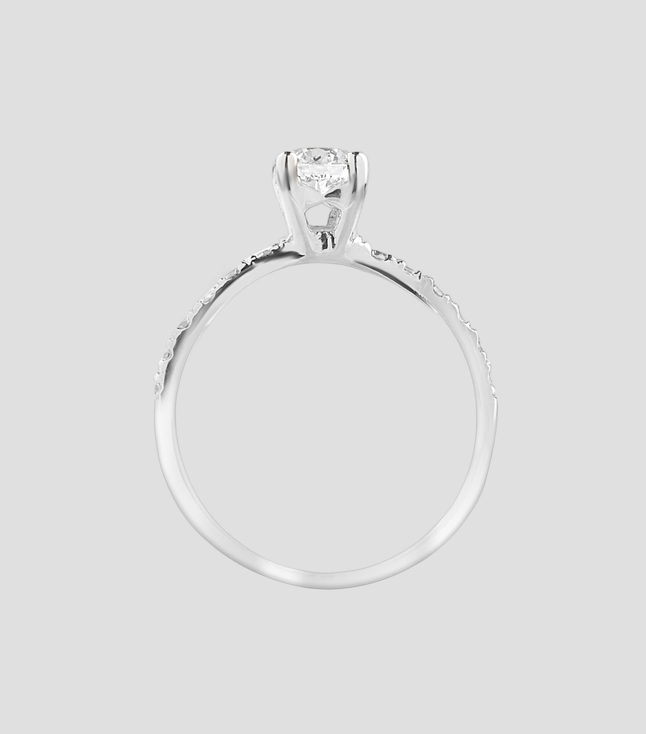 Anillo Solitario en oro blanco de 14 Kts Mujer