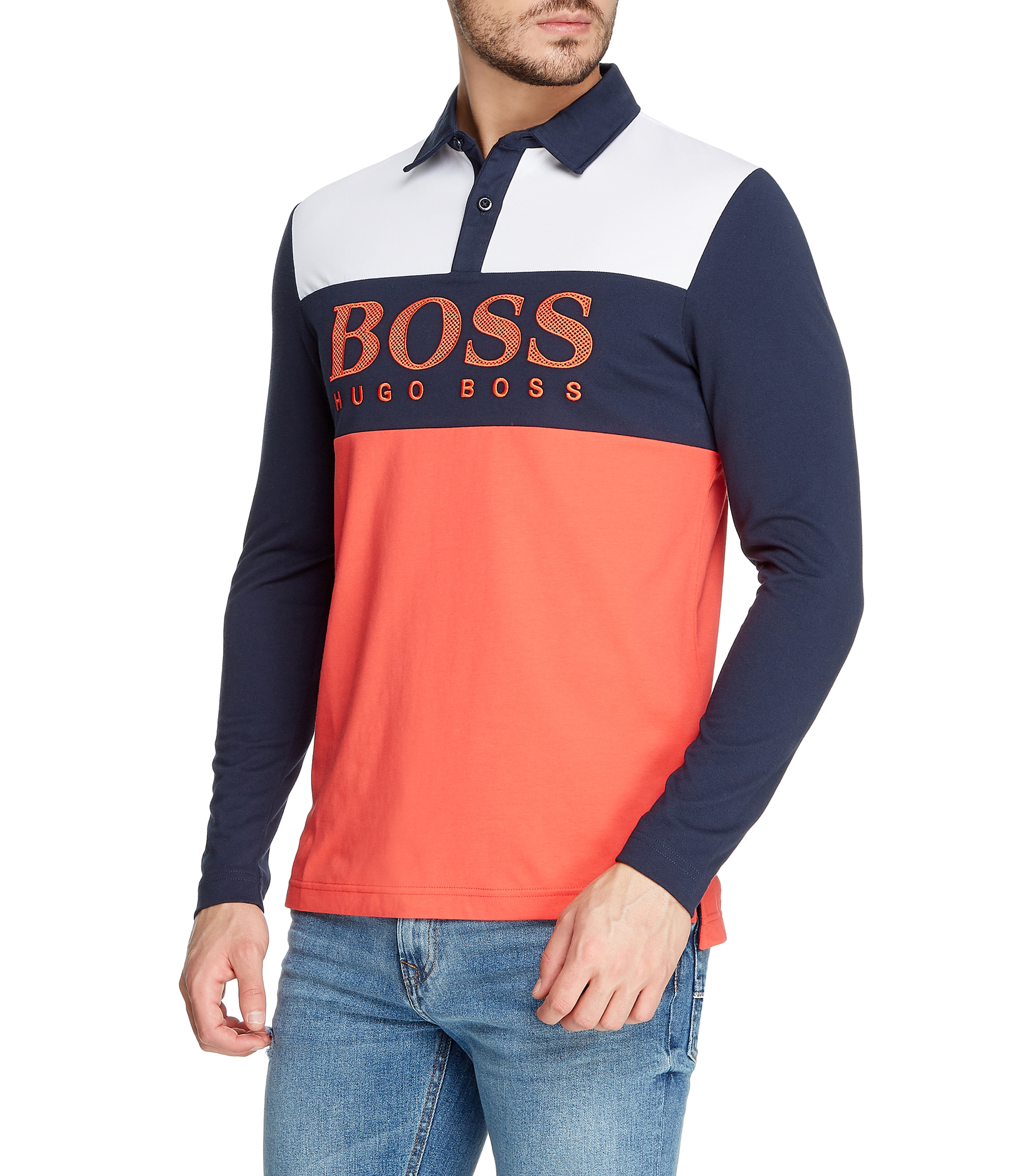 Polo hugo best sale boss manga larga