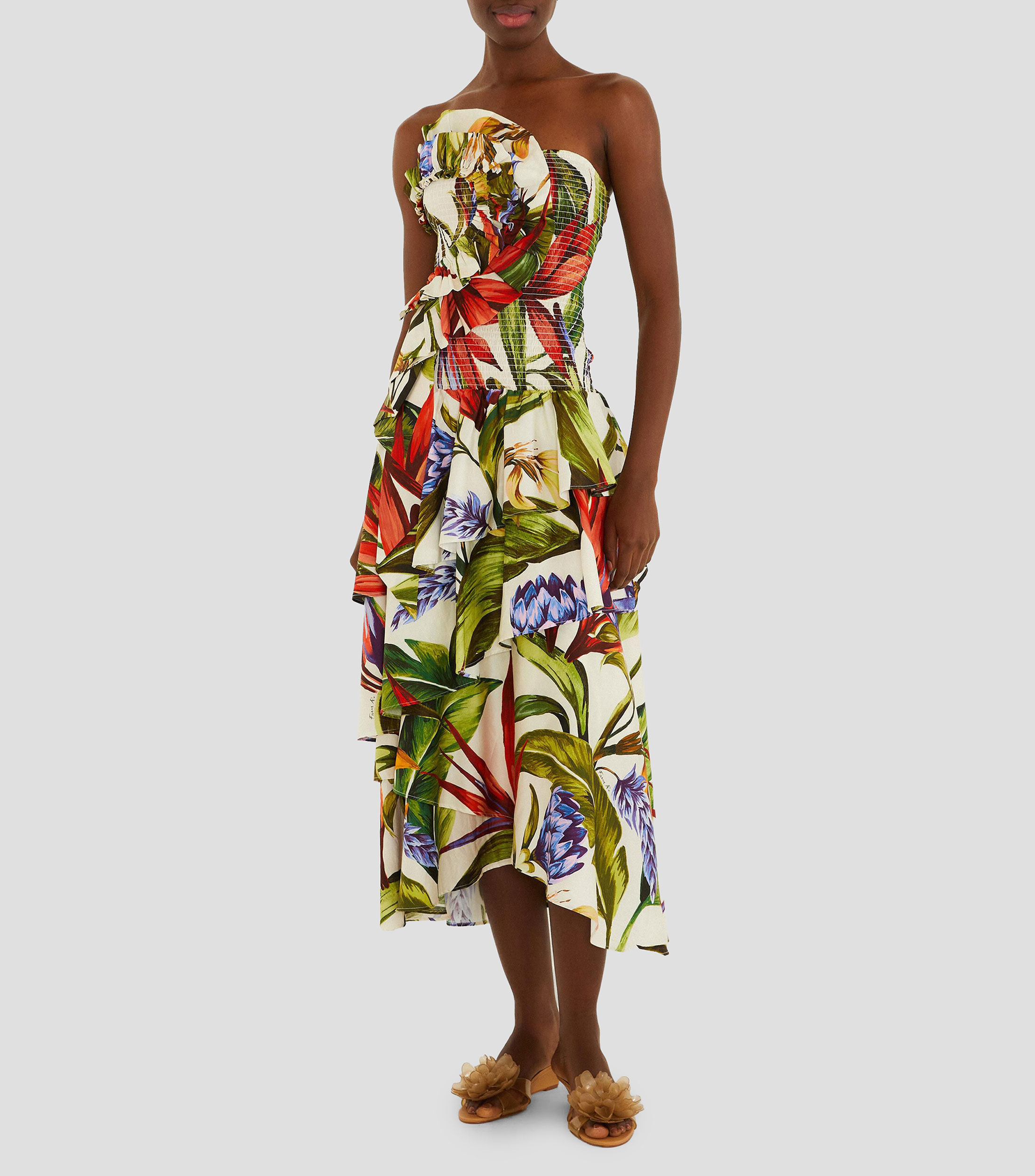 Vestido midi estampado floral Mujer