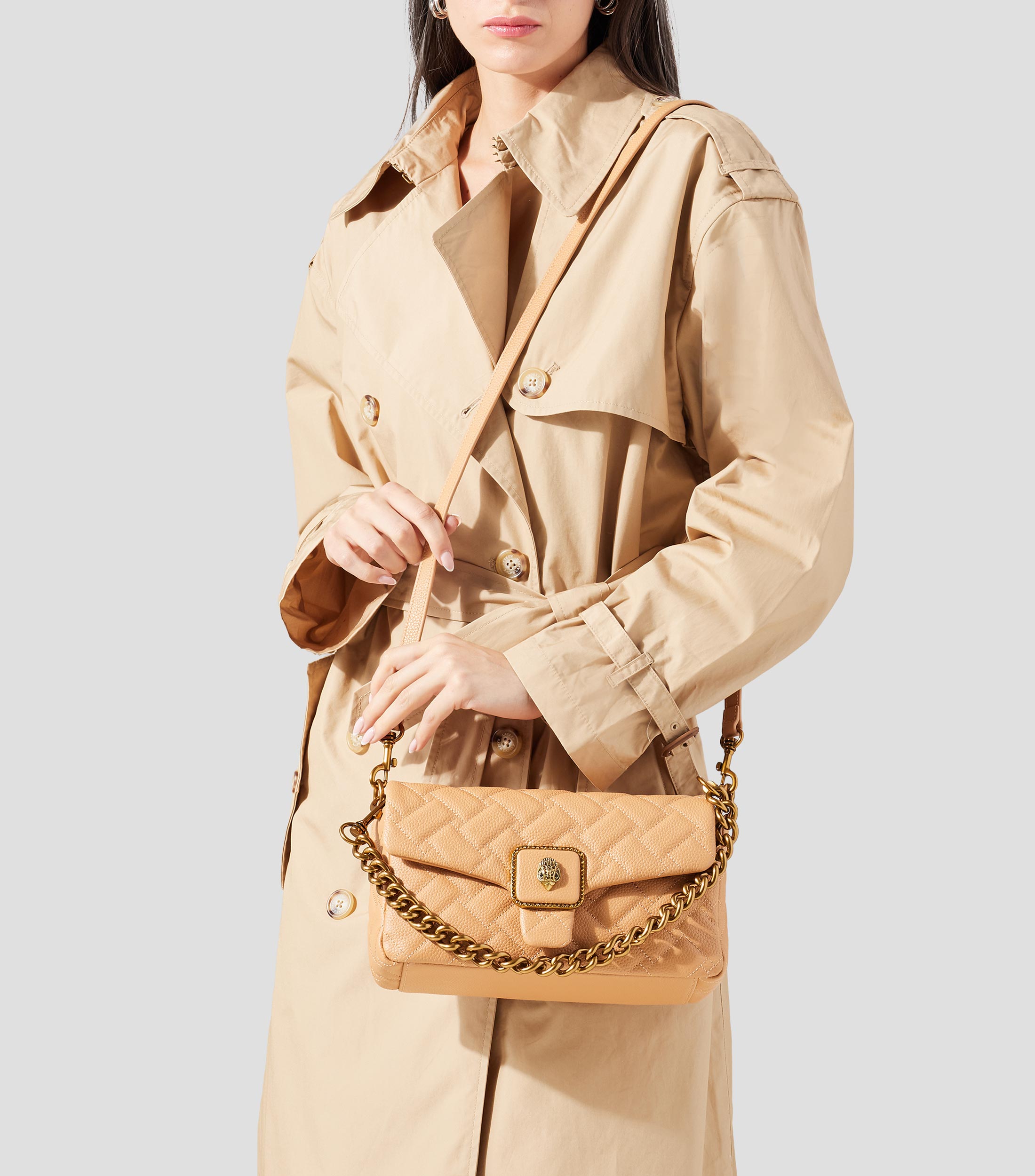 Bolsa shoulder en piel granulada lisa Mujer