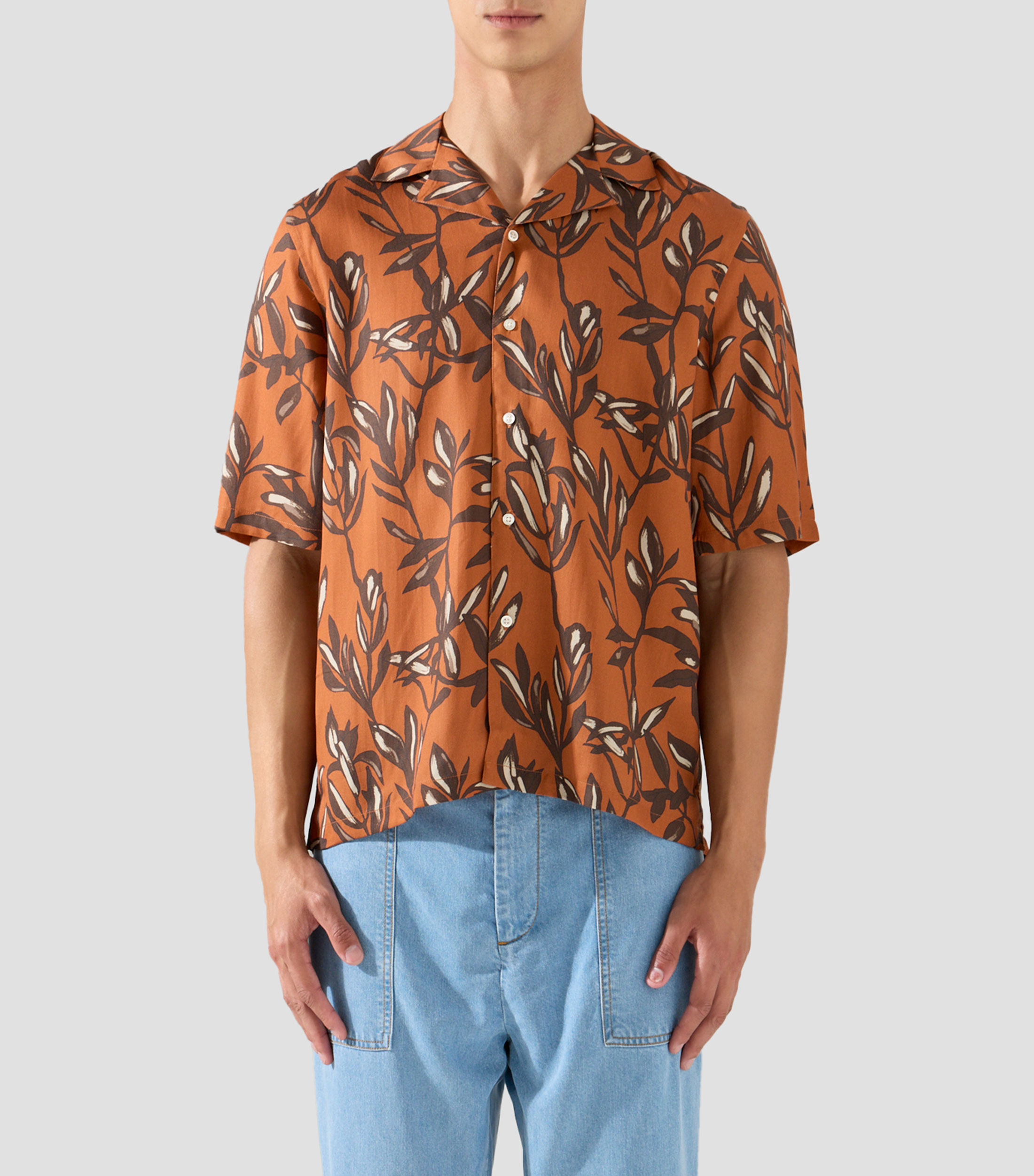 Sobrecamisa estampada manga corta Hombre