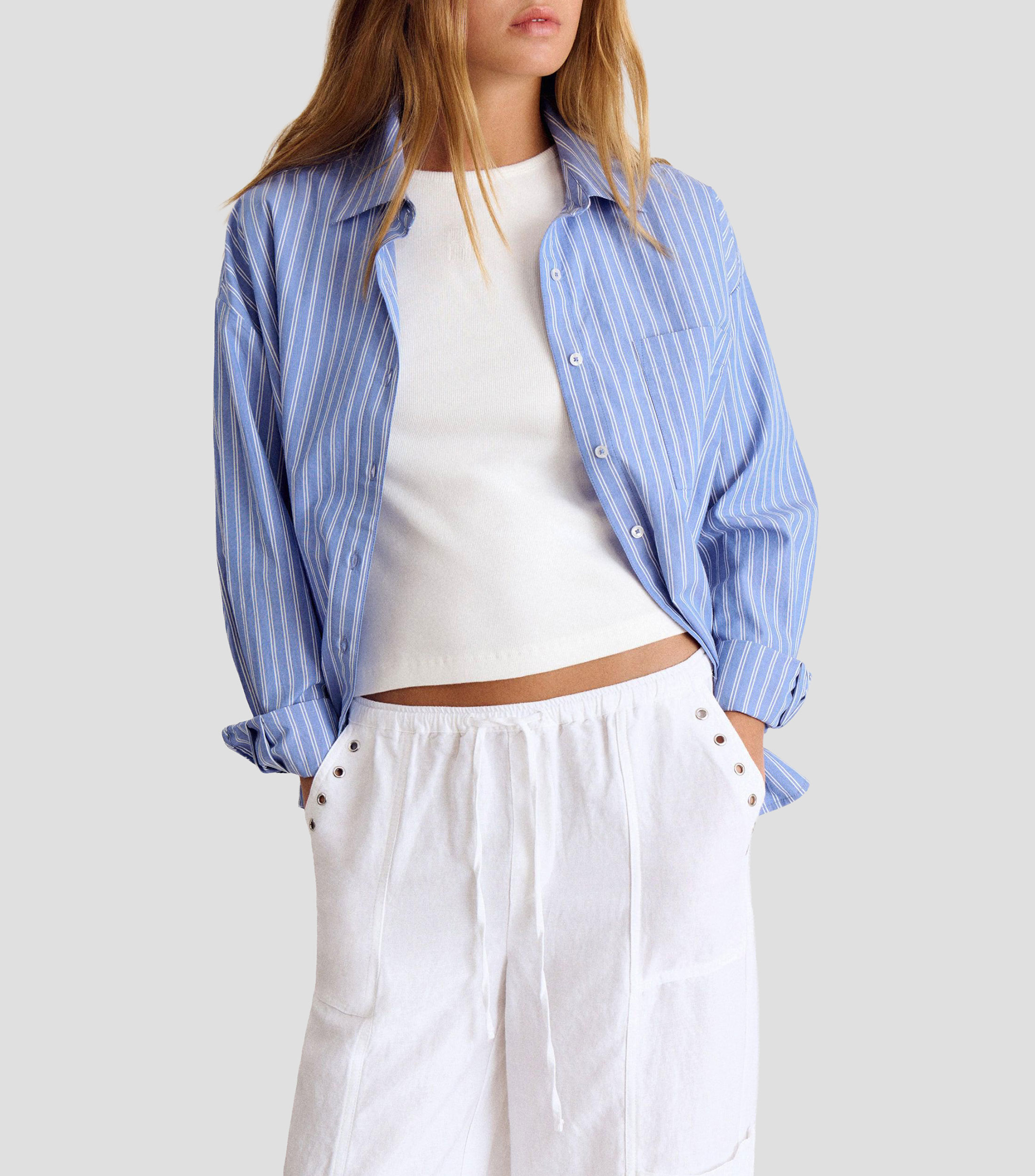 Camisa rayas manga larga Mujer