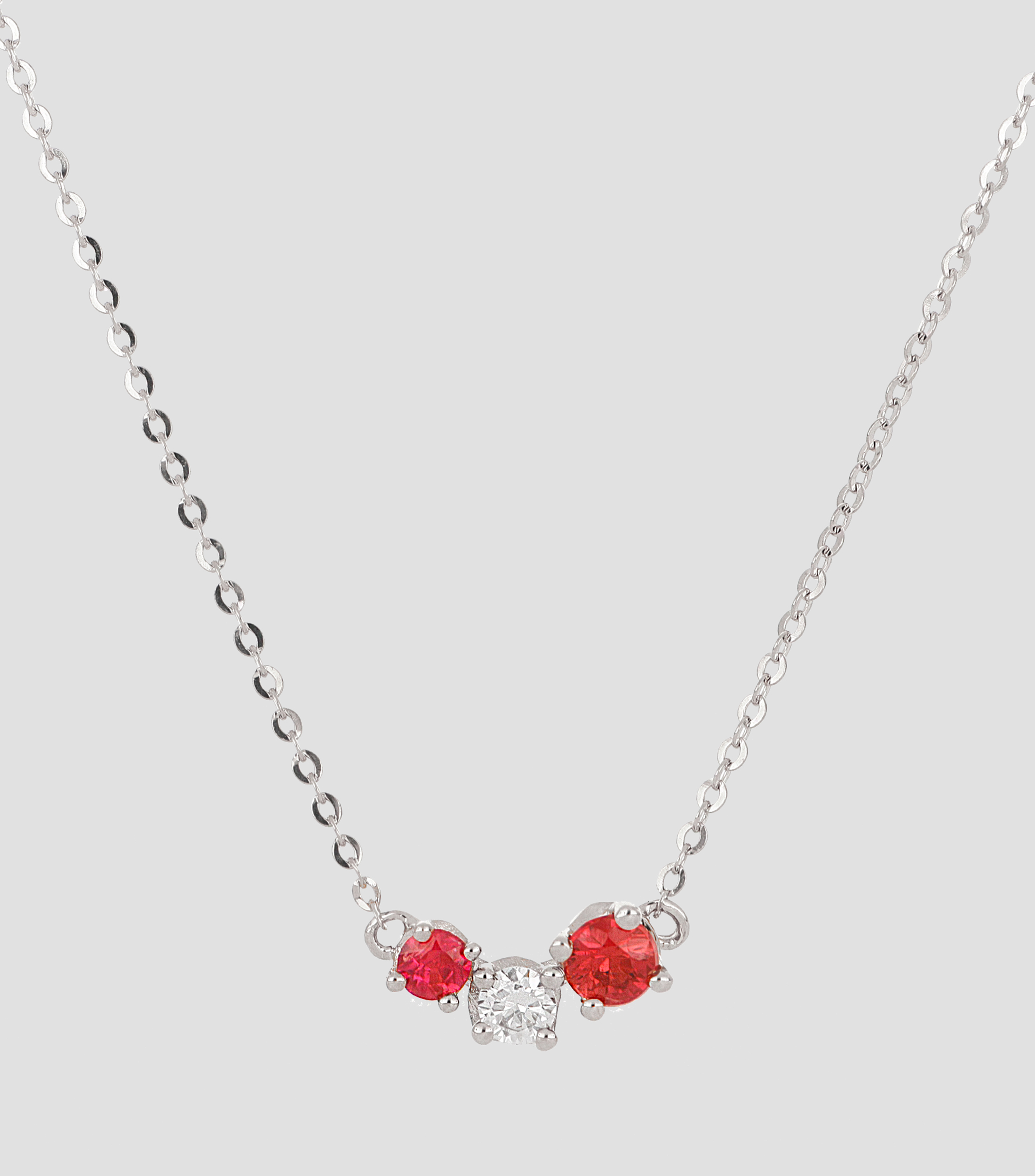 Gargantilla en oro blanco con diamante y rubí Mujer