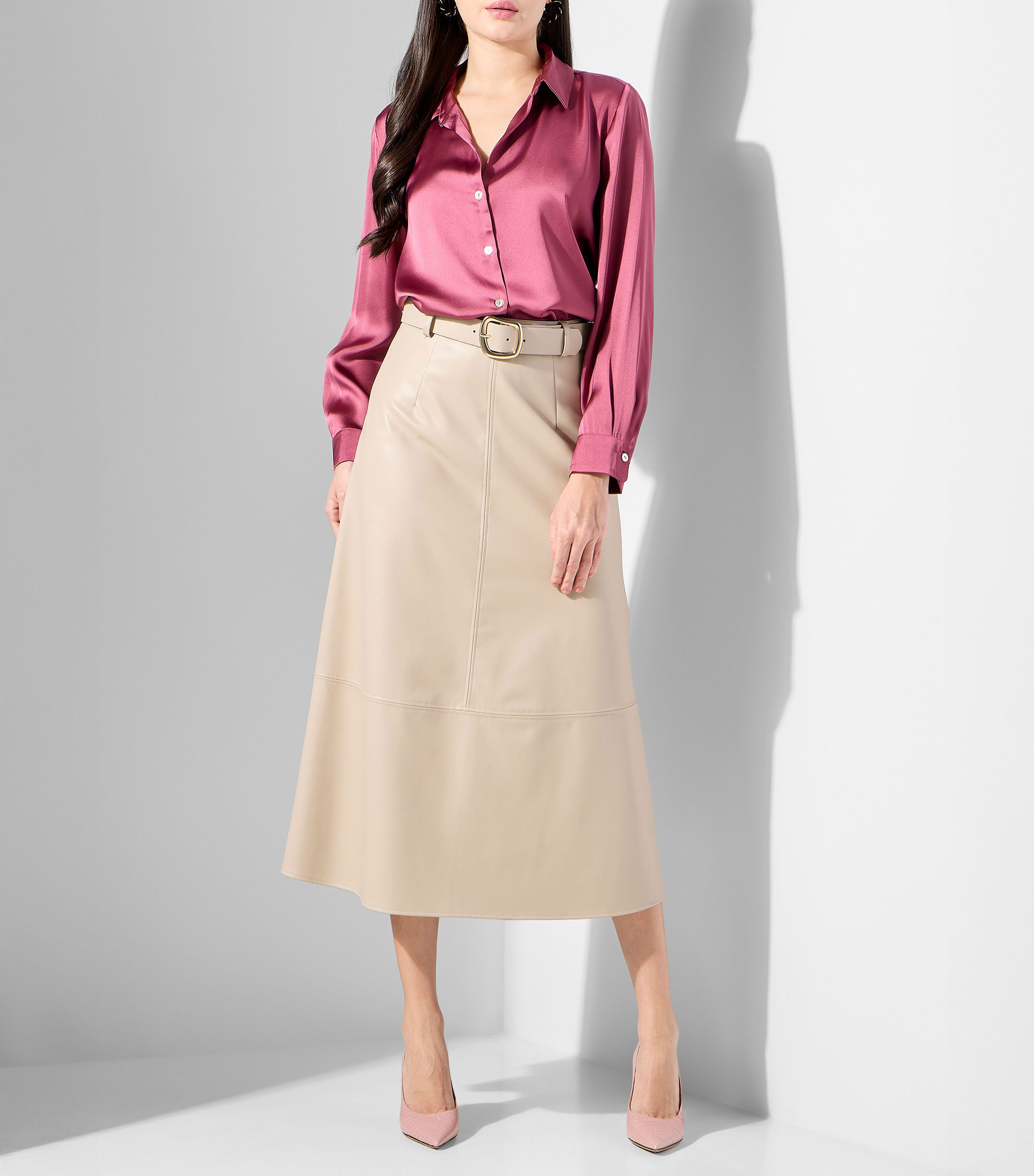 Blusa lisa manga larga Mujer