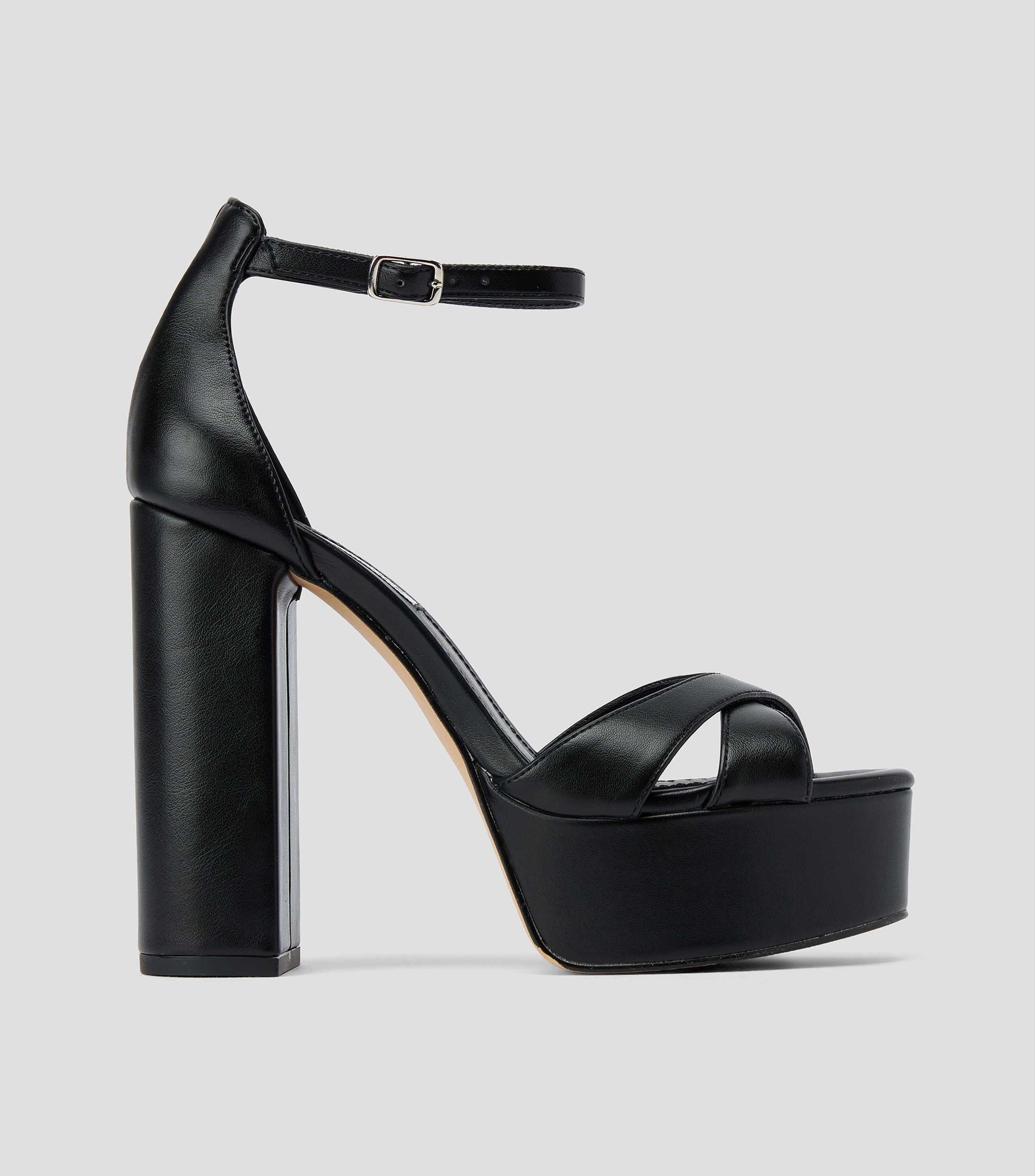 Sandalias de tacón alto ancho lisas Mujer