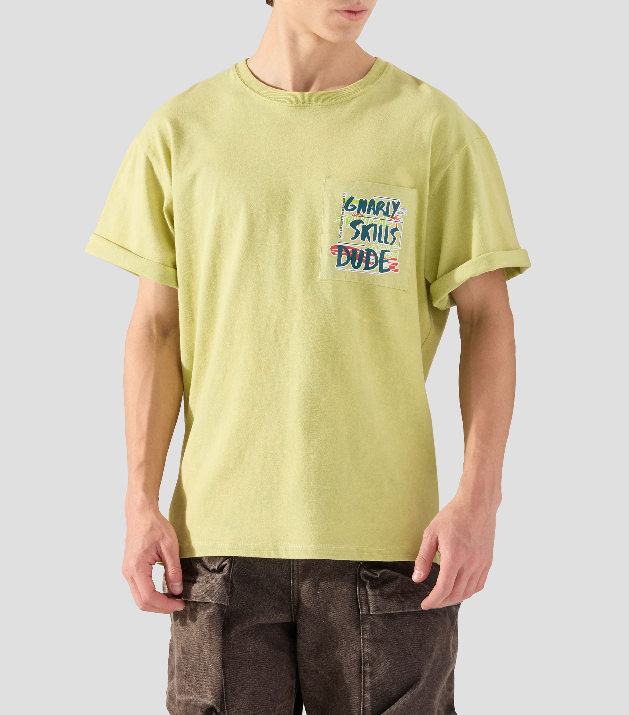 Playera de cuello redondo con manga corta lisa Hombre