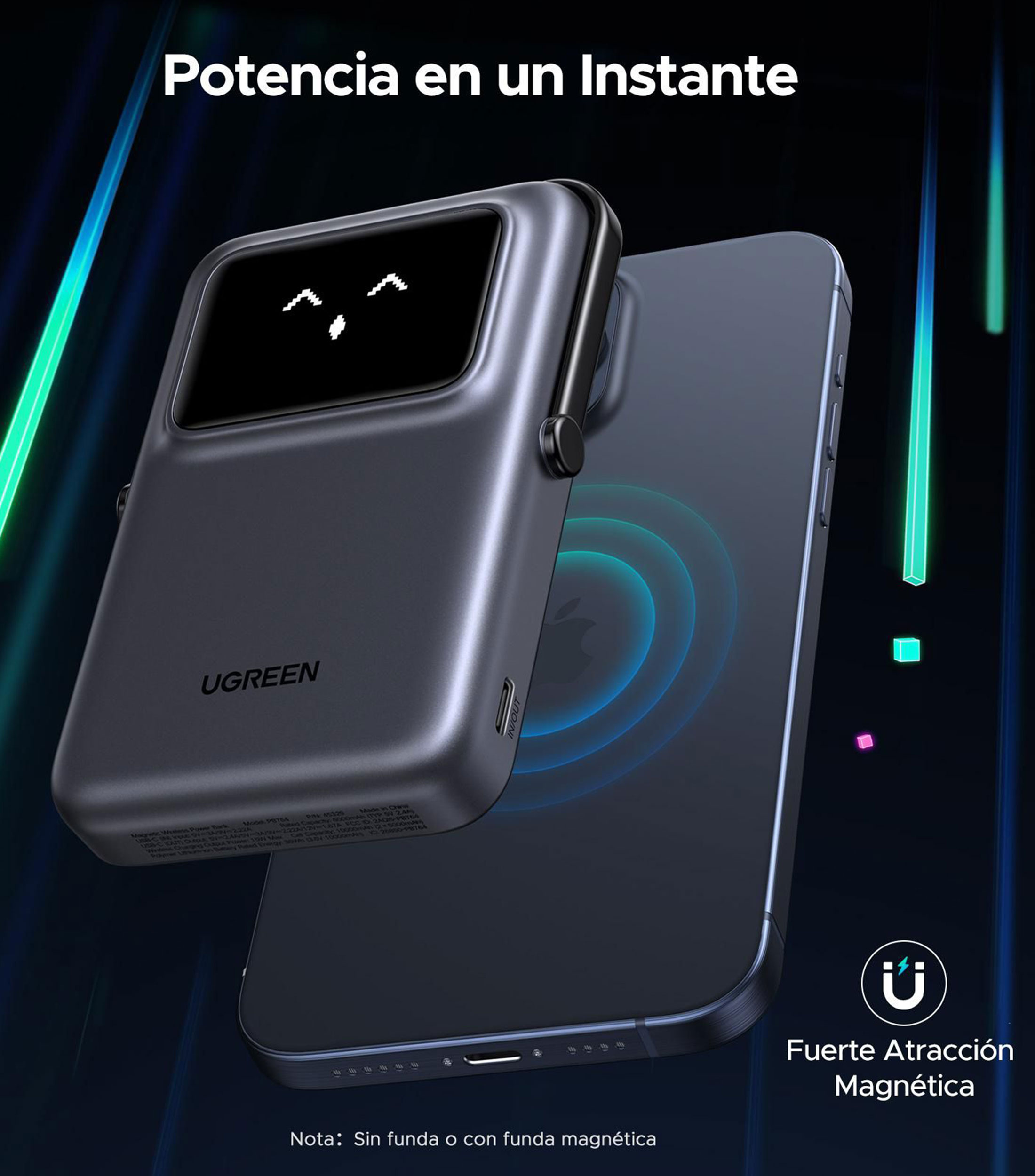Bateria portatil magnetica con soporte y display 10000 mAh