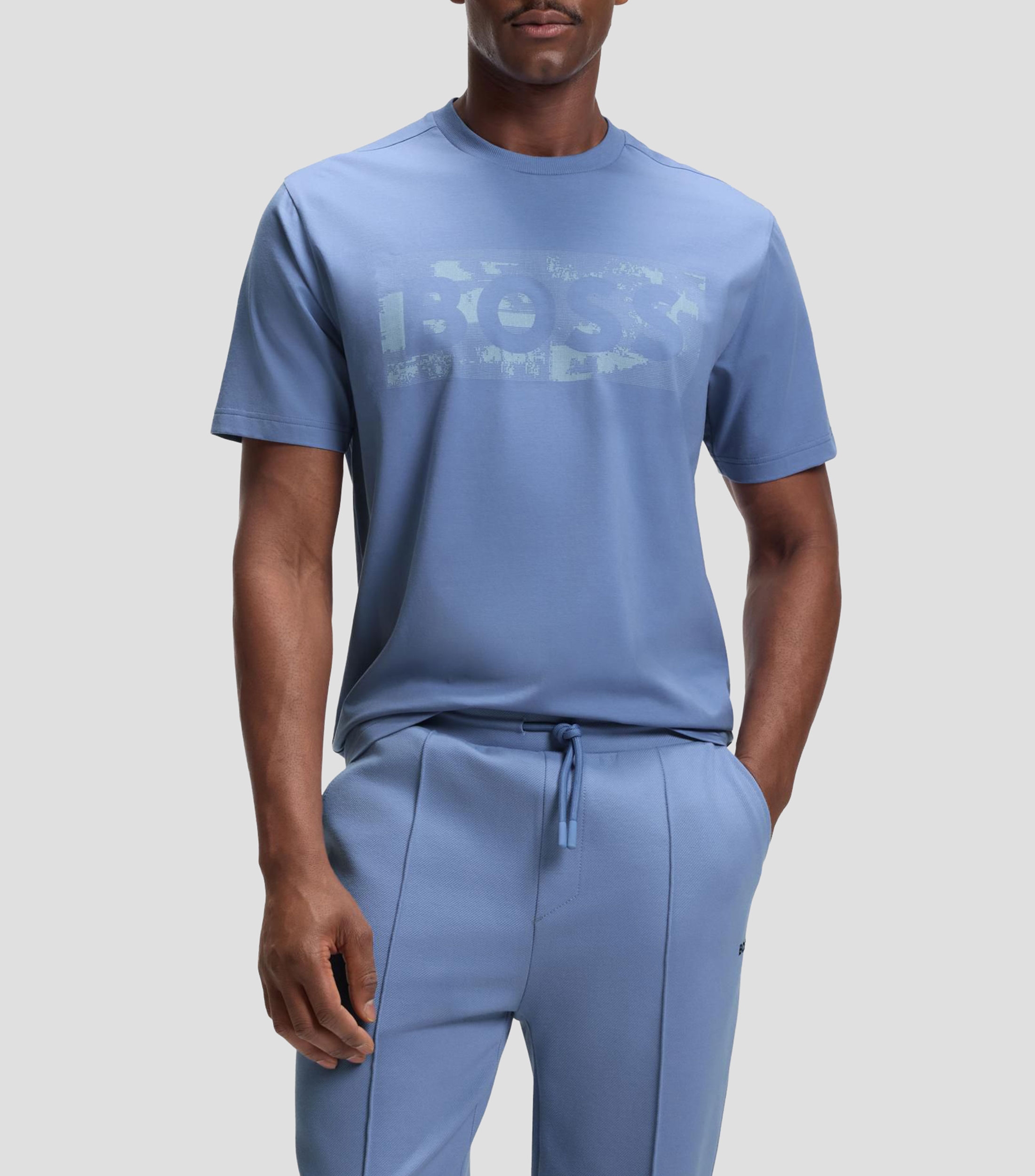 Playera de algodón elástico con logo de diseño Hombre