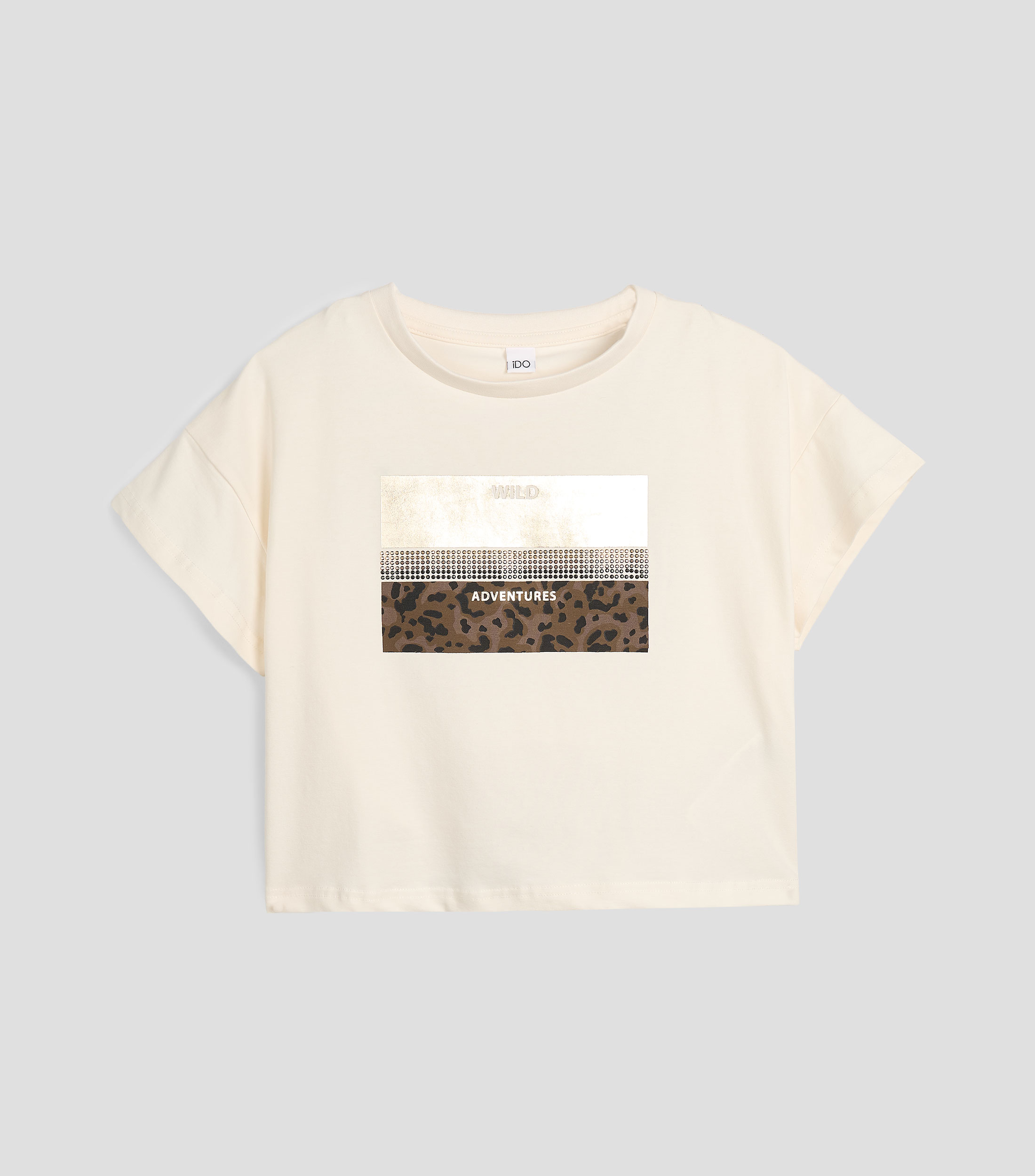Playera cuello redondo manga corta con estampado Niña