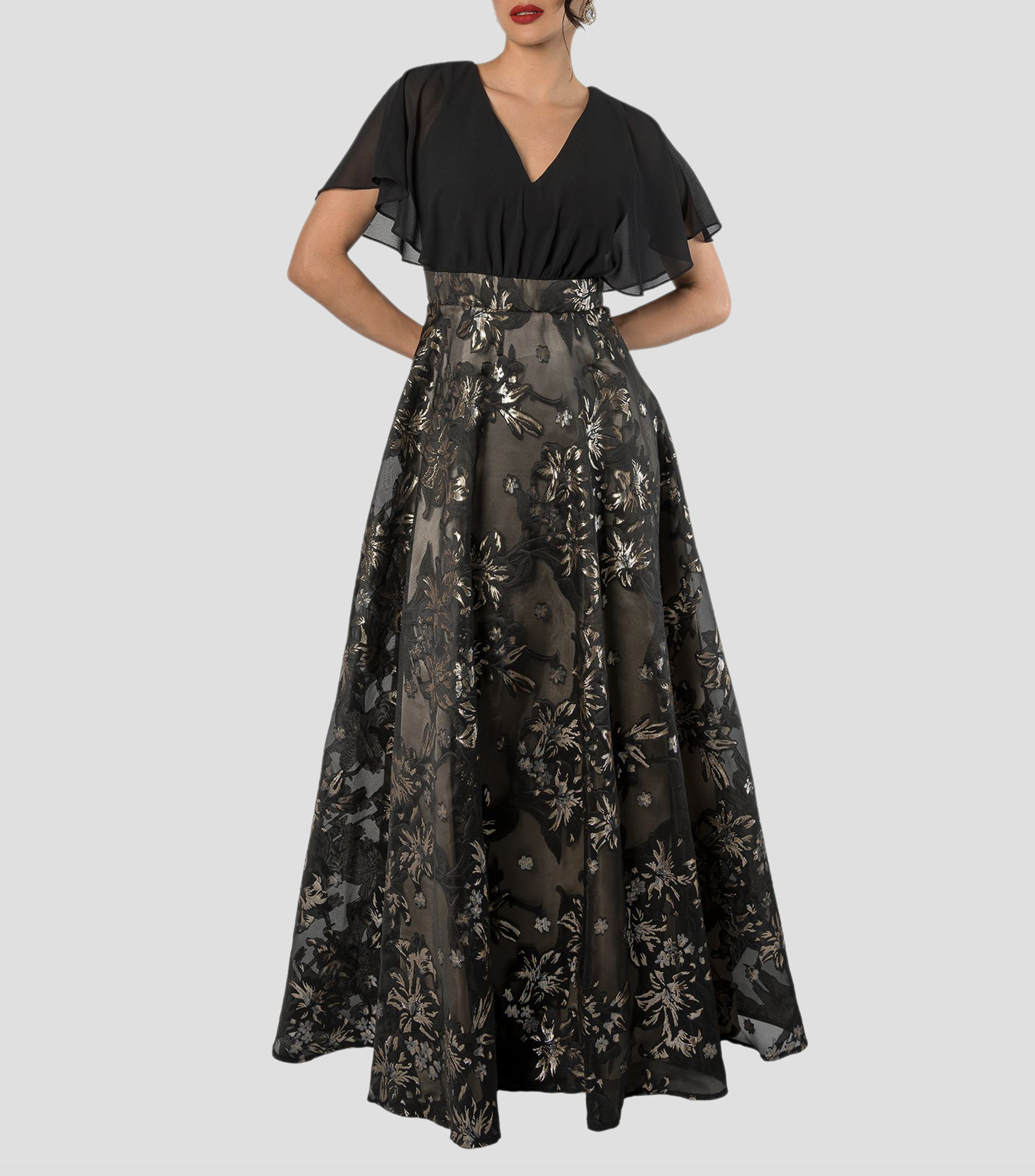 Vestido largo manga corta fantasía Mujer