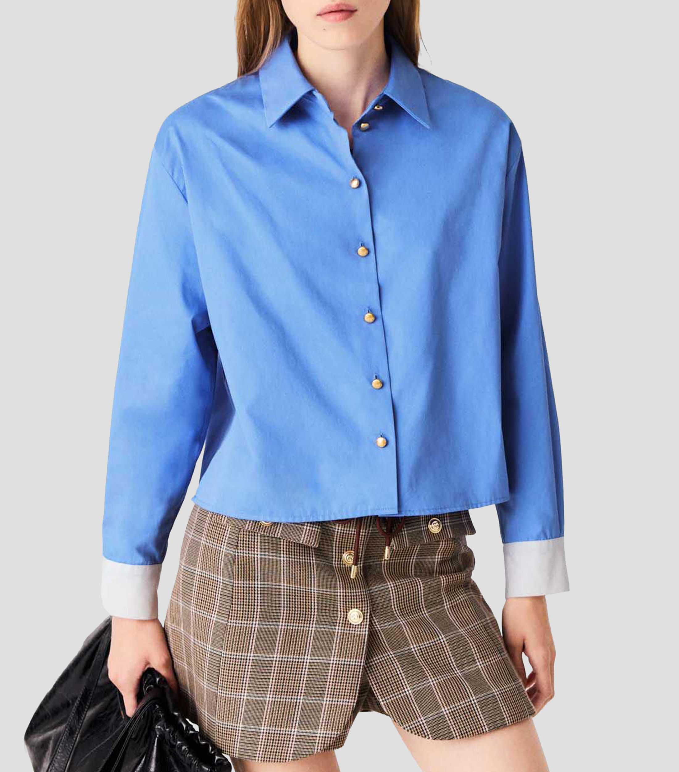 Camisa lisa manga larga Mujer