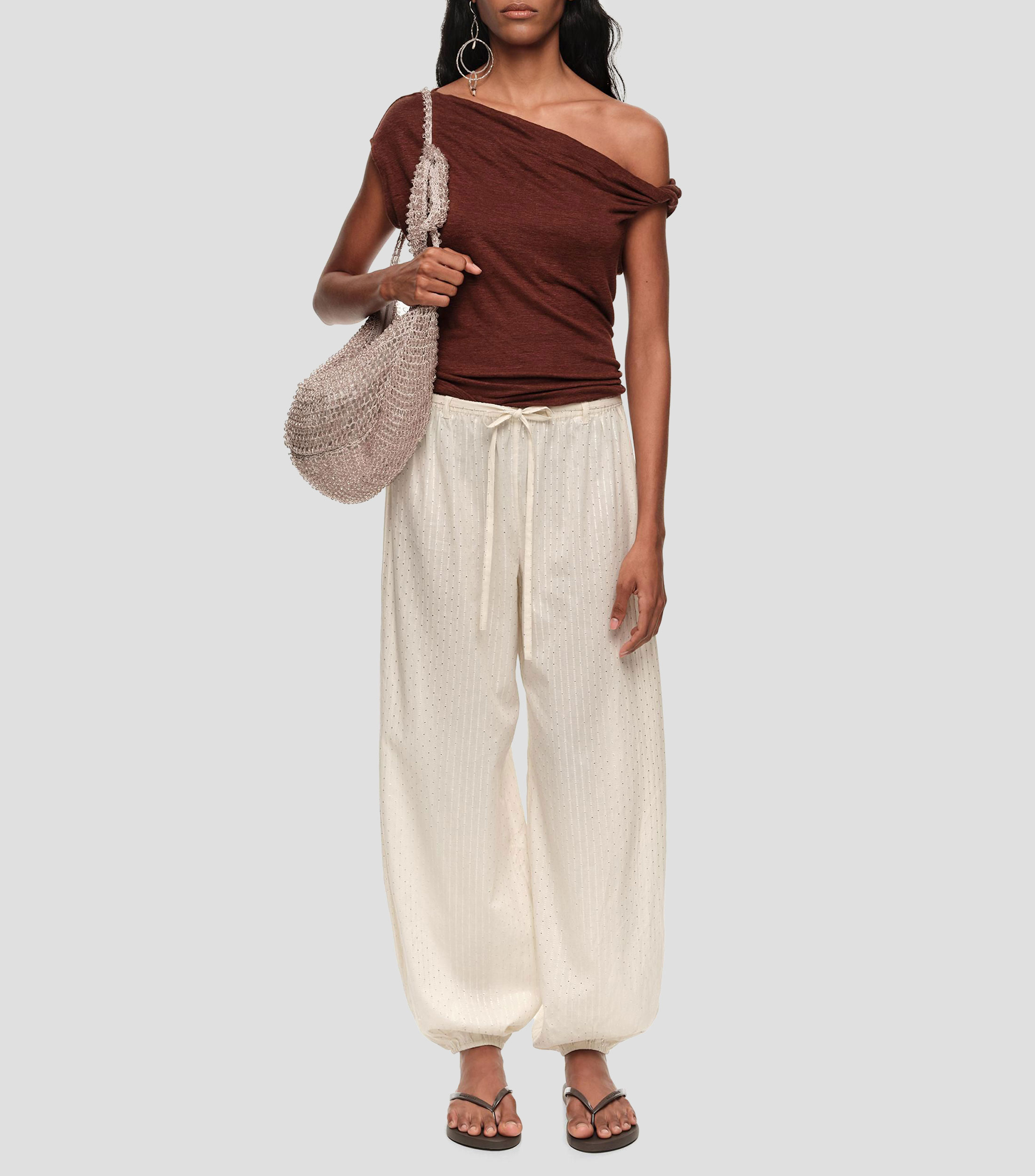 Playera escote nudo lino Mujer