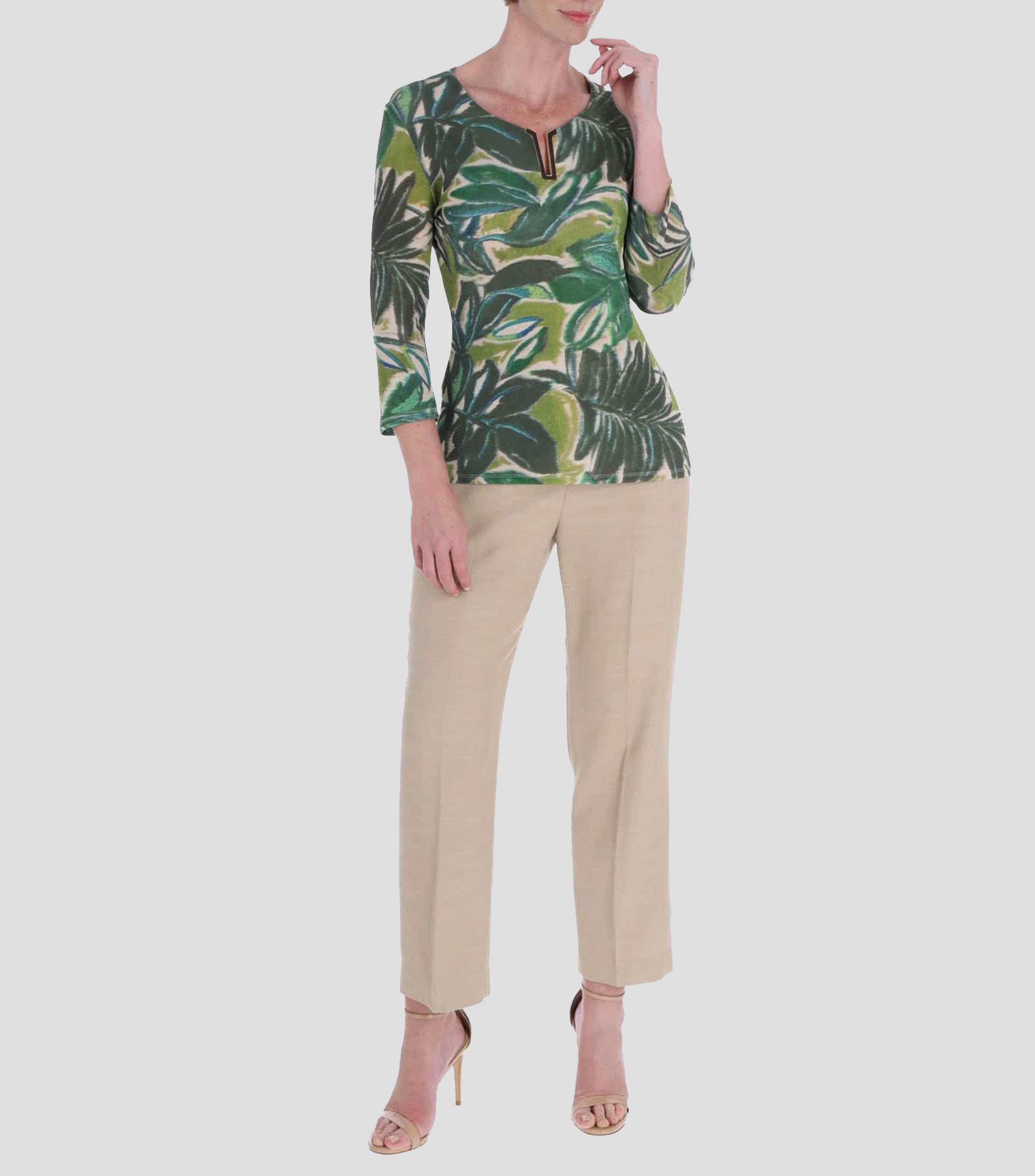 Blusa estampada manga 3/4 Línea Petite Mujer