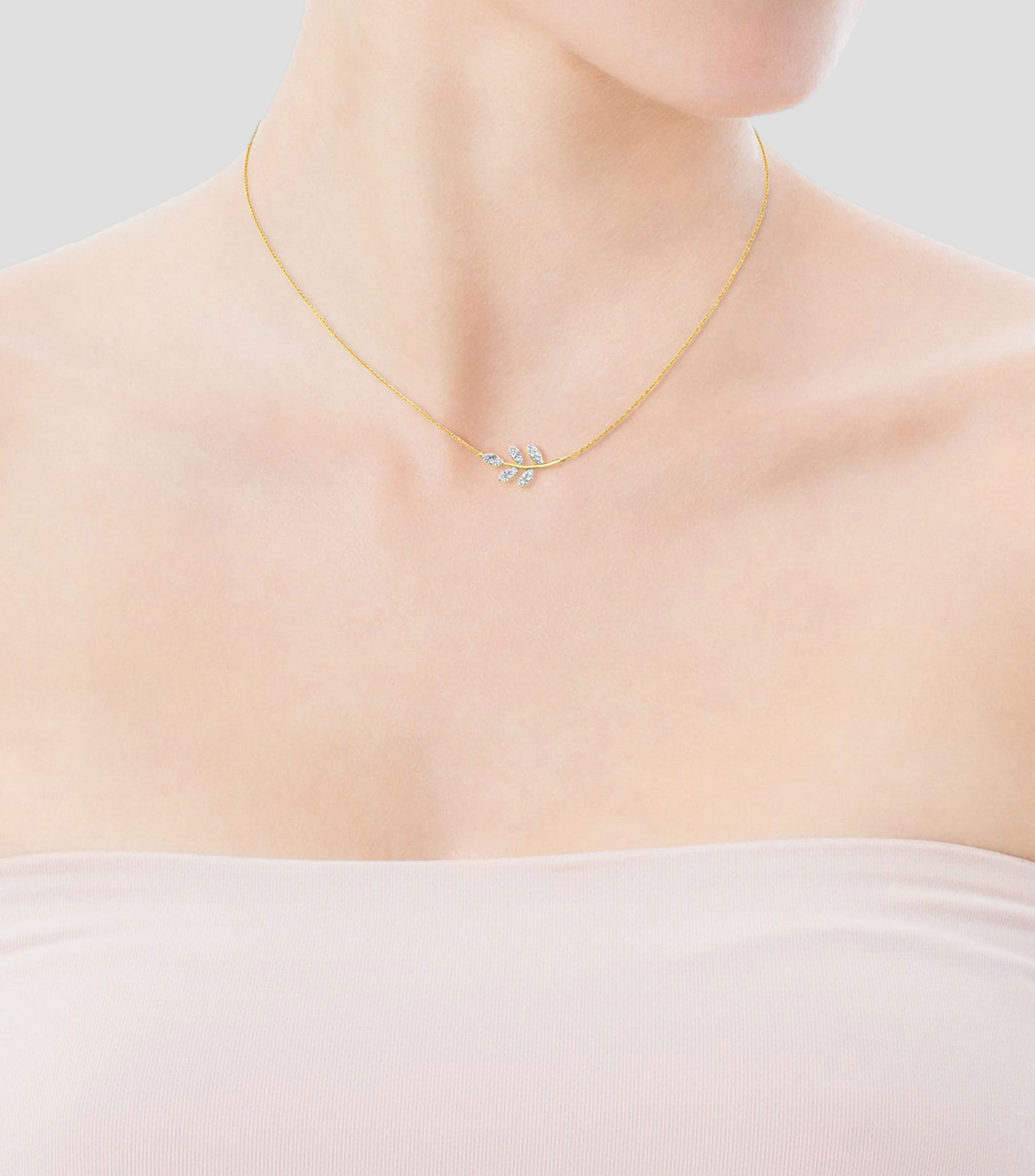 Collar hoja en oro amarillo de 18 kilates con diamantes Gempowered Mujer