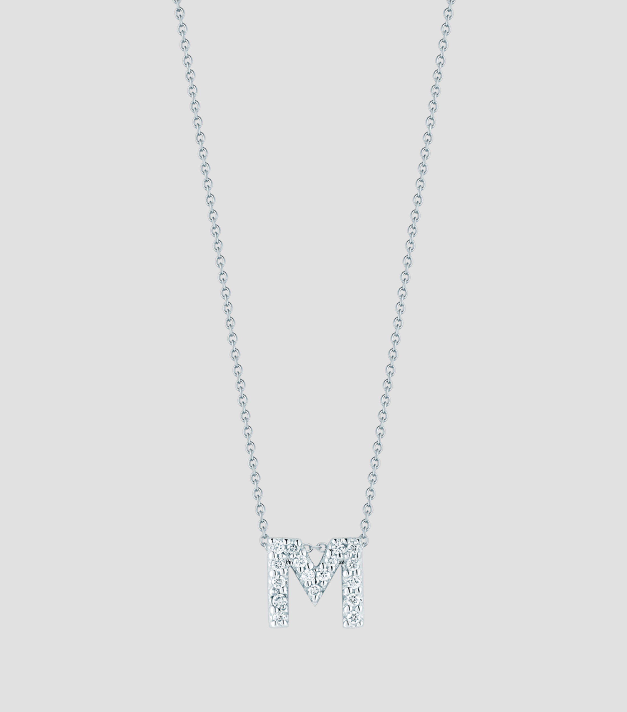 Collar letra M en oro blanco de 18 kilates con diamantes Love Letters Mujer