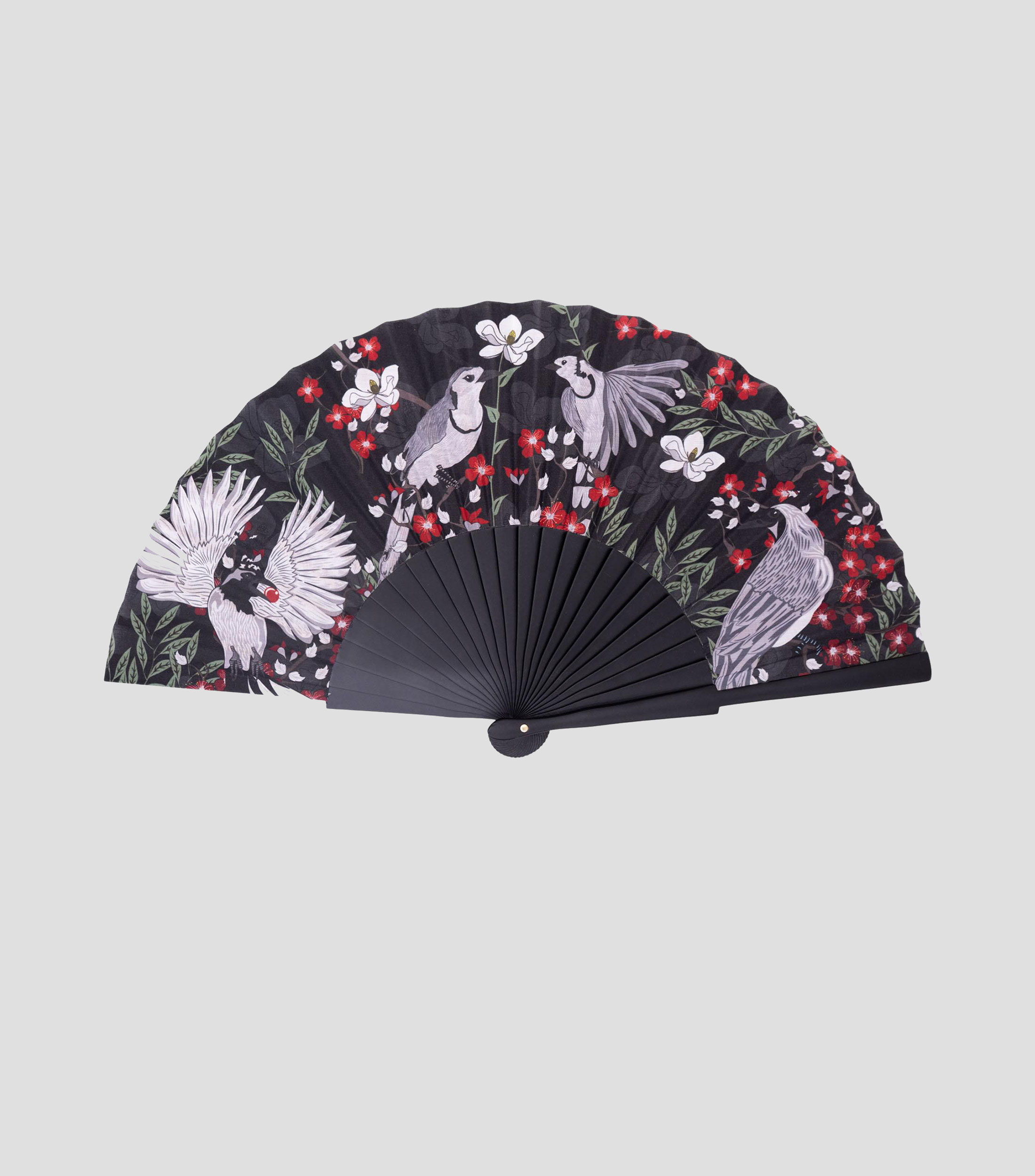 Abanico negro Estampado IIK Urraca Mexicana Mujer