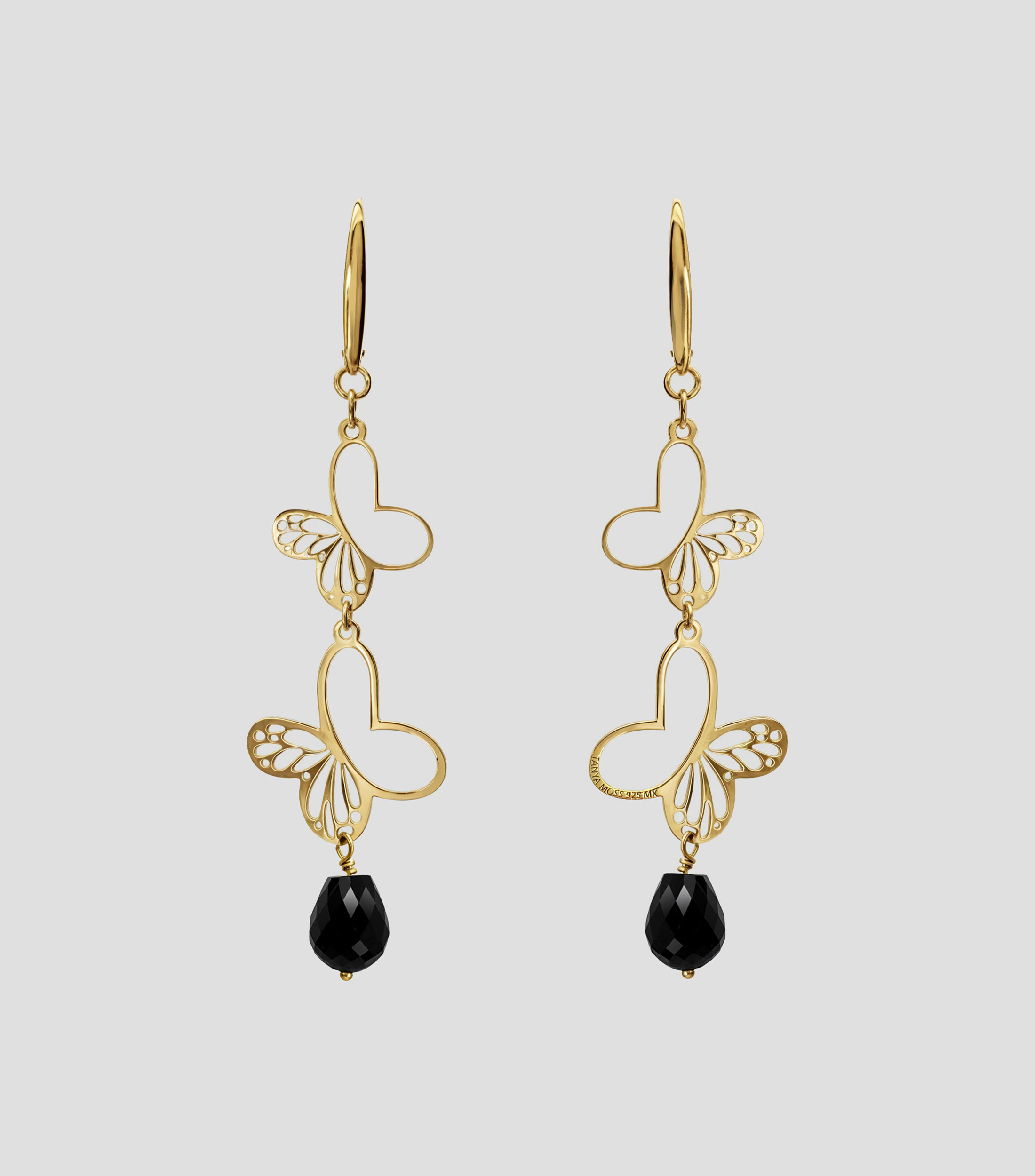 Aretes en Plata 925 con Mariposas y Ágata Mujer