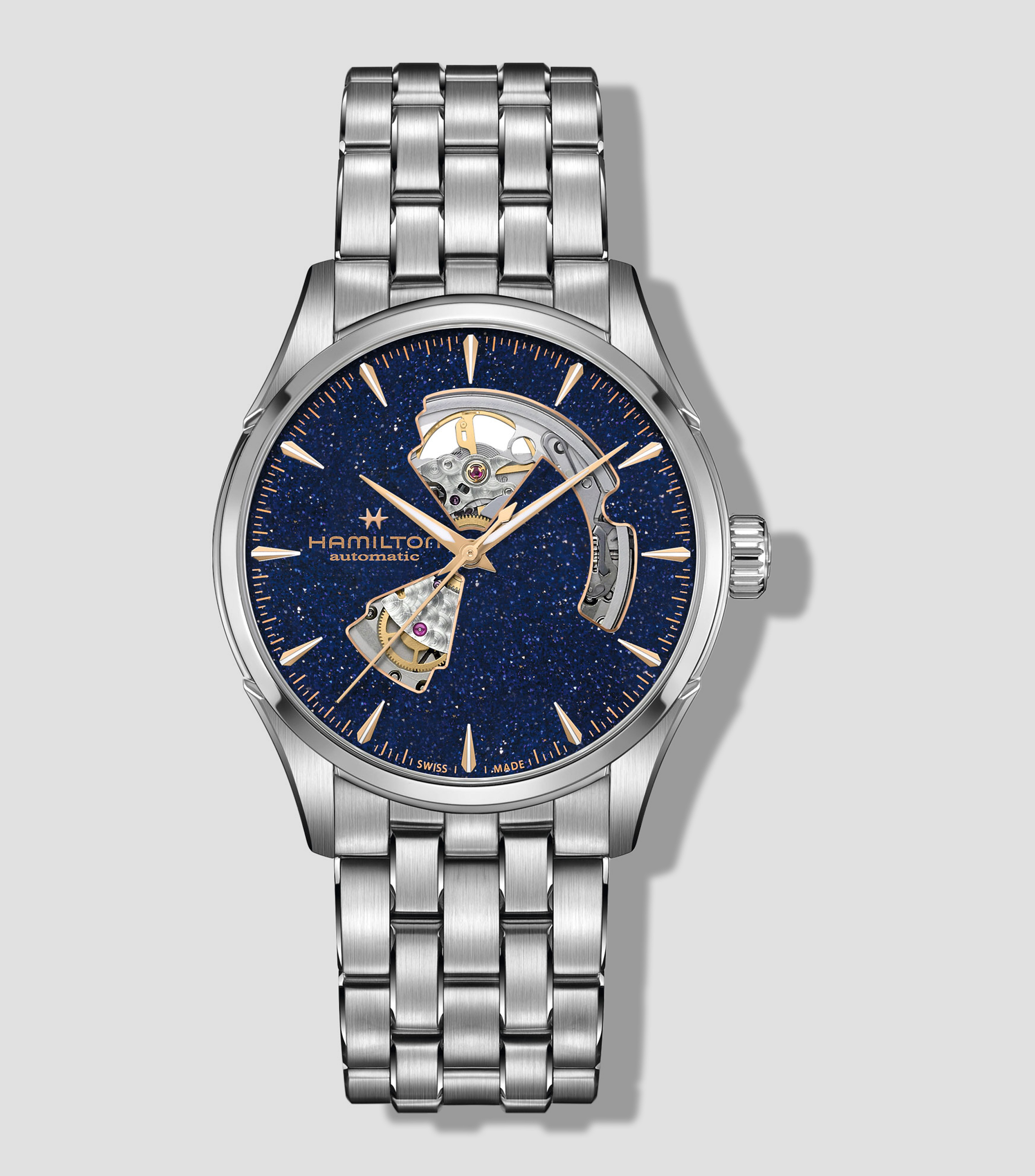 Reloj Unisex Jazzmaster Open Heart Casual, Plateado, Azul
