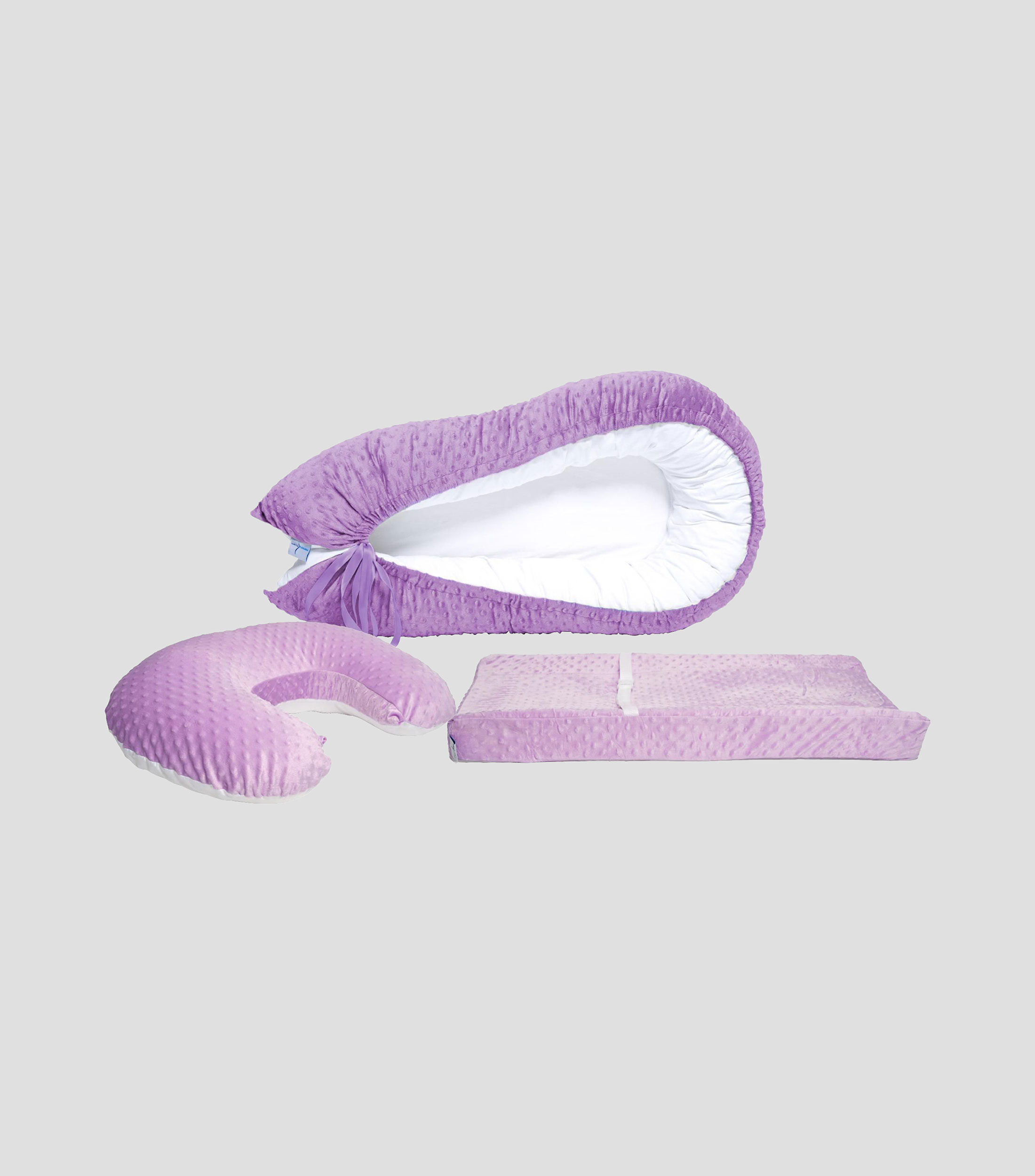 Set Nido de bebé + Almohada de lactancia + Colchón Cambiador, Lila