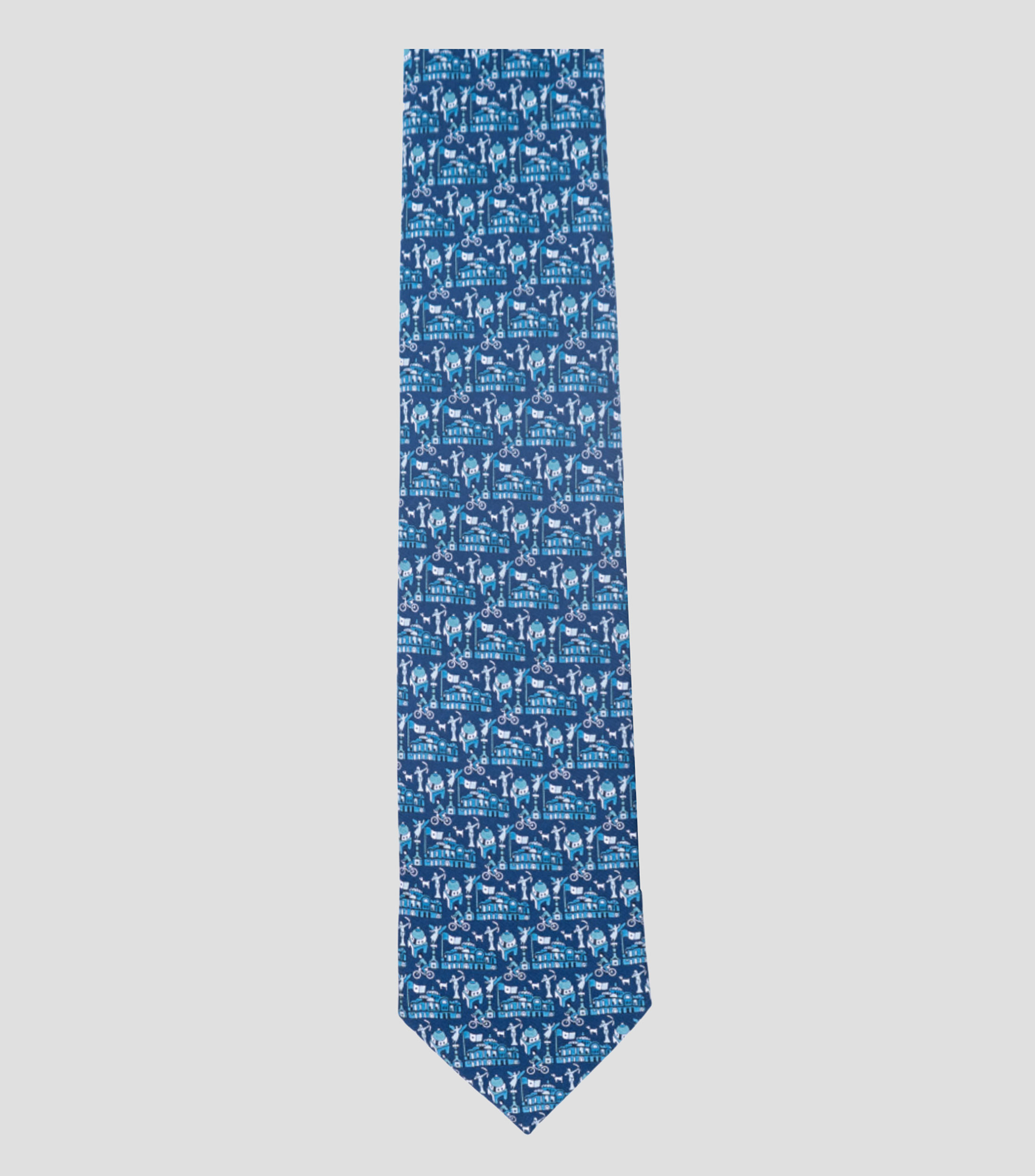 Corbata ancha Mi Ciudad en seda turquesa