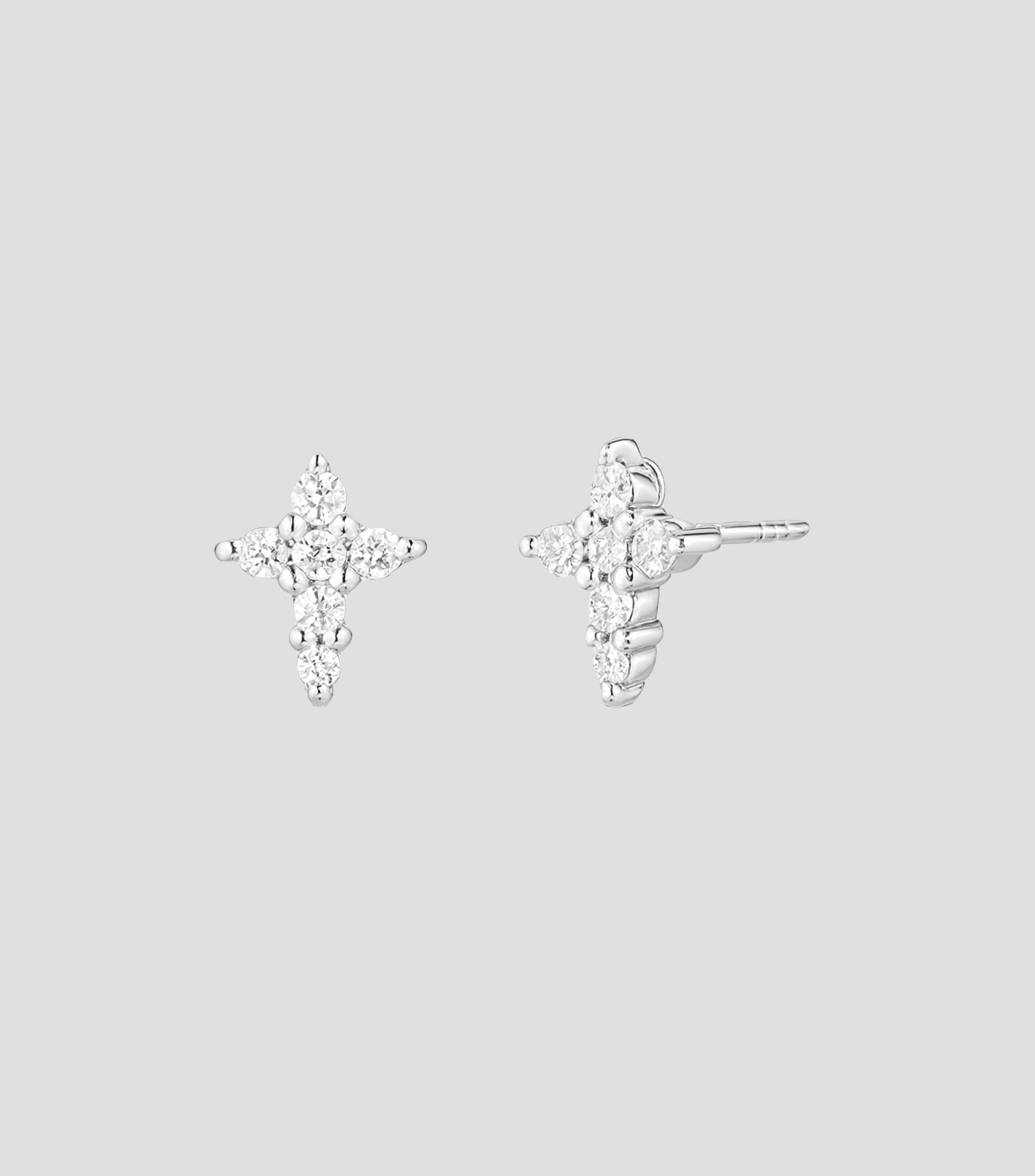 Aretes en oro blanco 18 Kilates baby cross Mujer