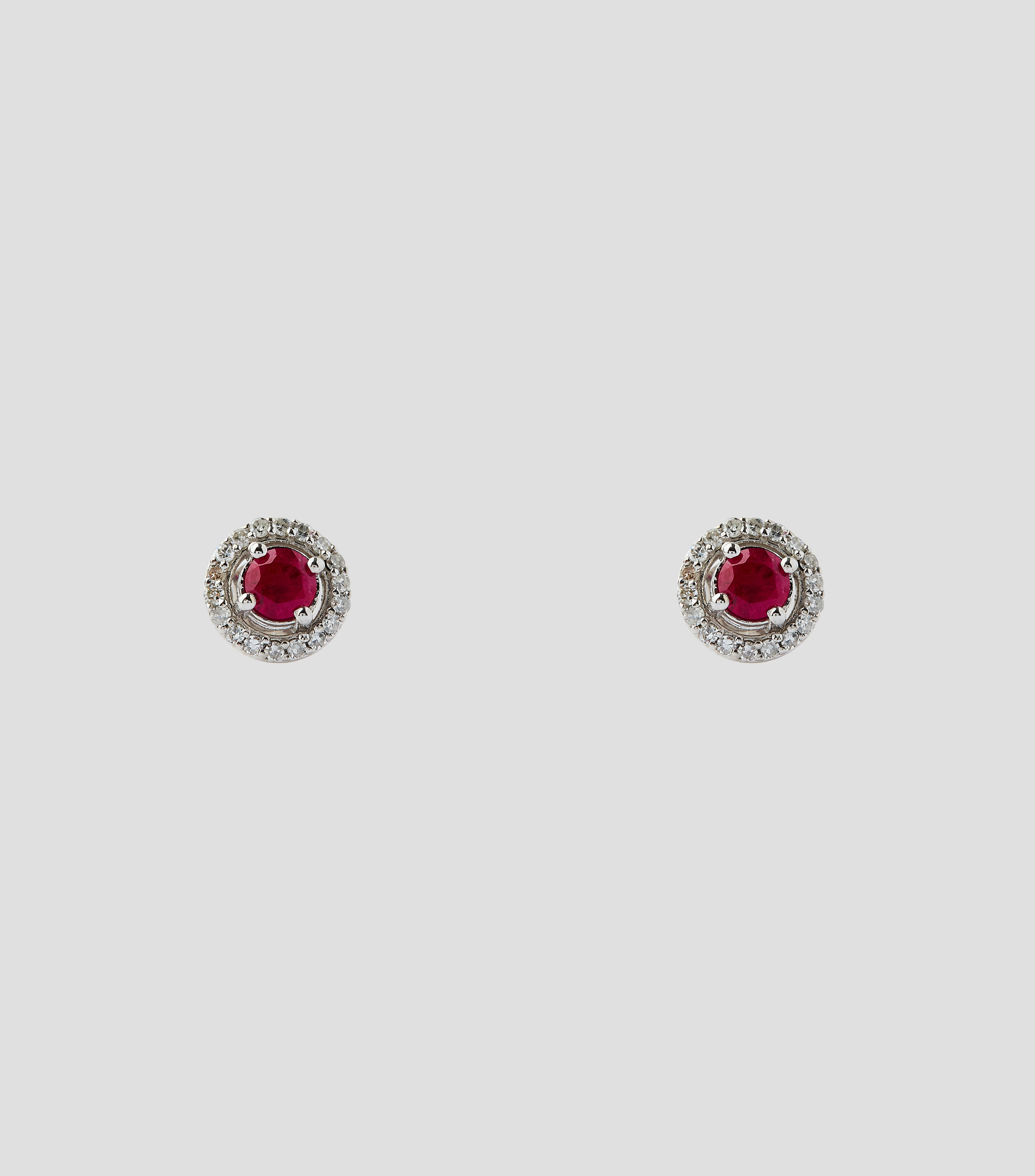 Aretes en Oro blanco de 14 Kilates con brillante y rubí Mujer