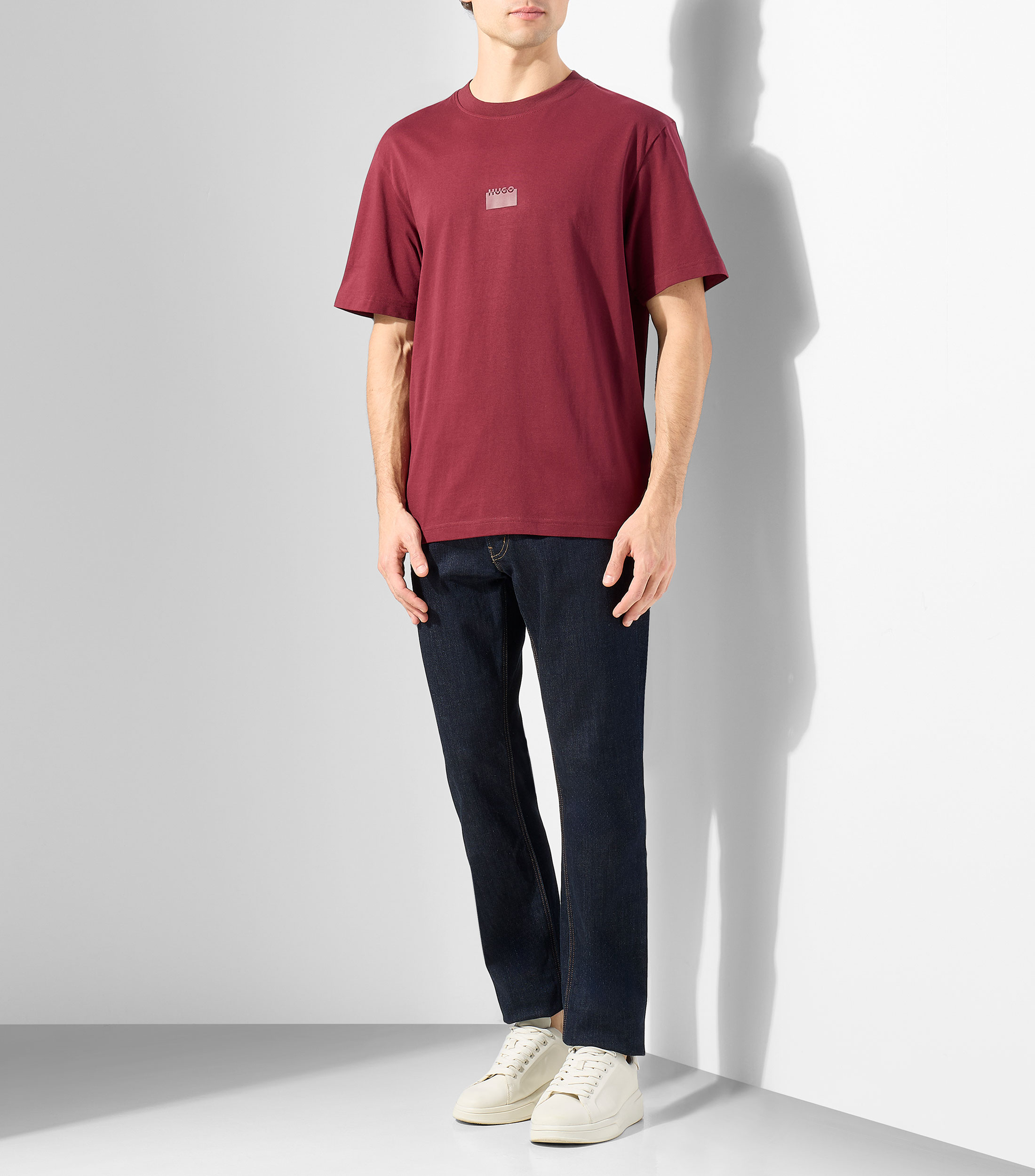 Playera de punto de algodón con logotipos partidos Hombre