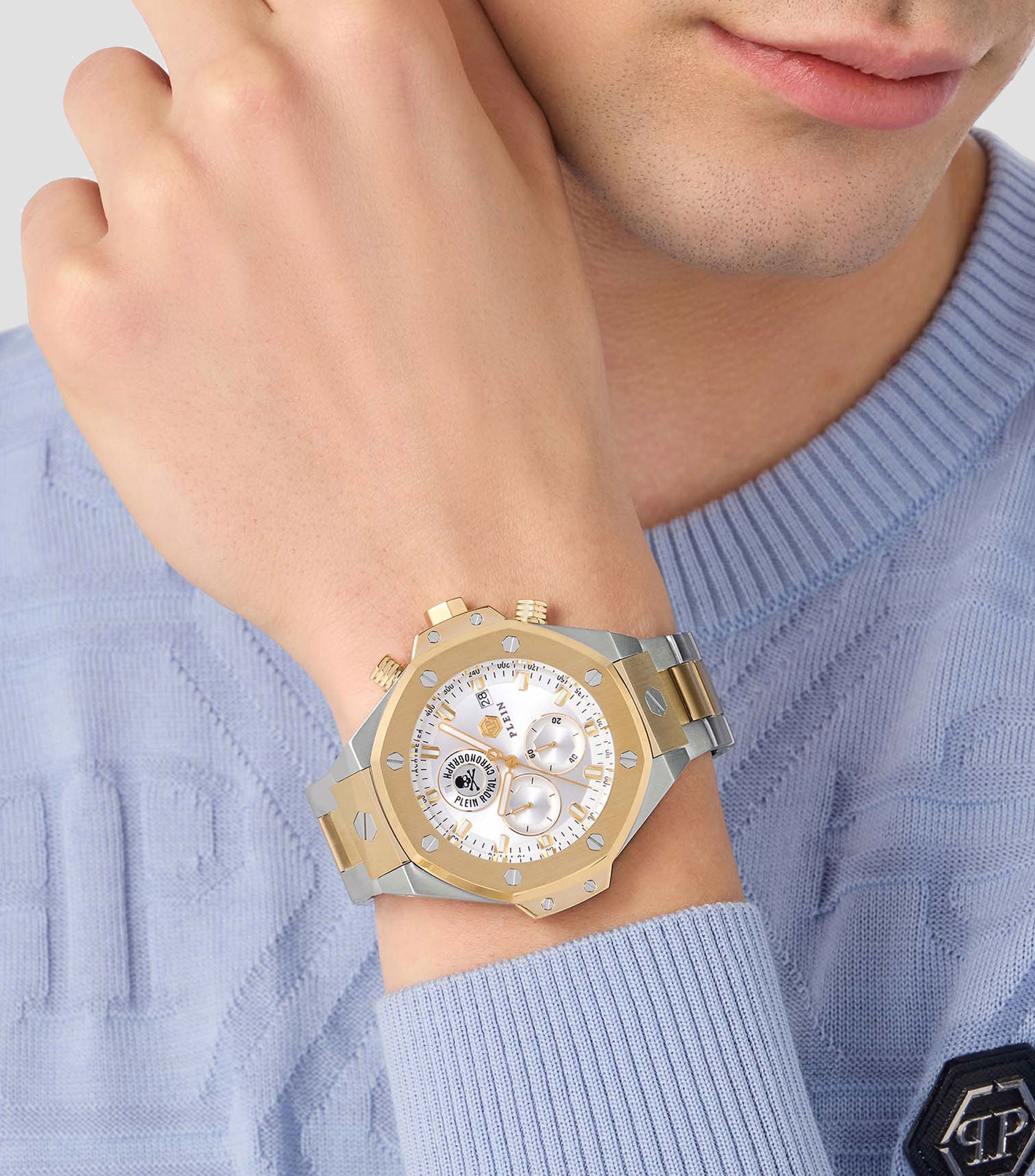 Reloj para Hombre Chrono Royal Casual Blanco, Dorado