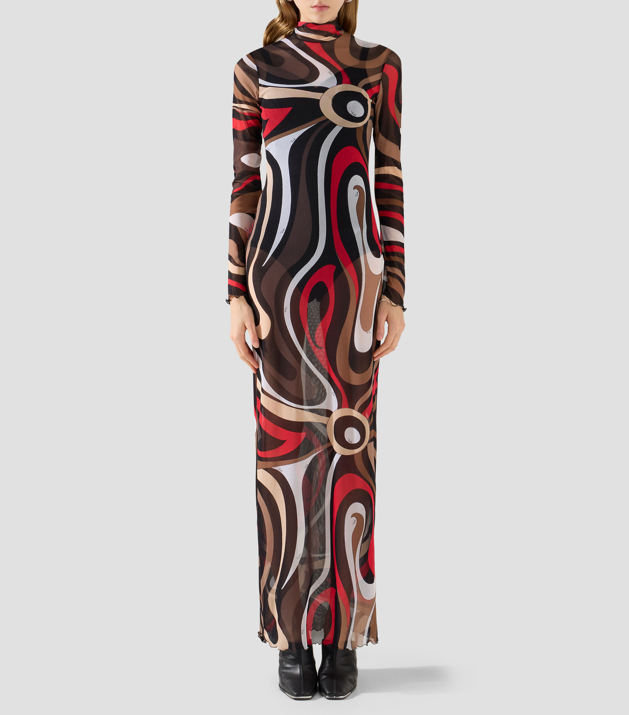 Vestido largo manga larga estampado Mujer