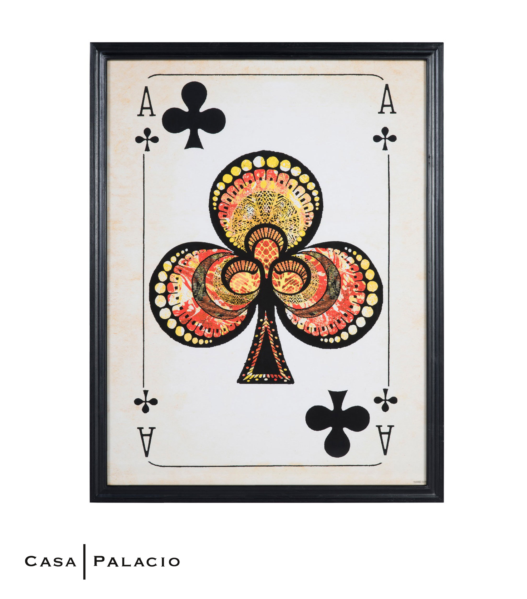 Cuadro Carta As de Tréboles en Madera y tela