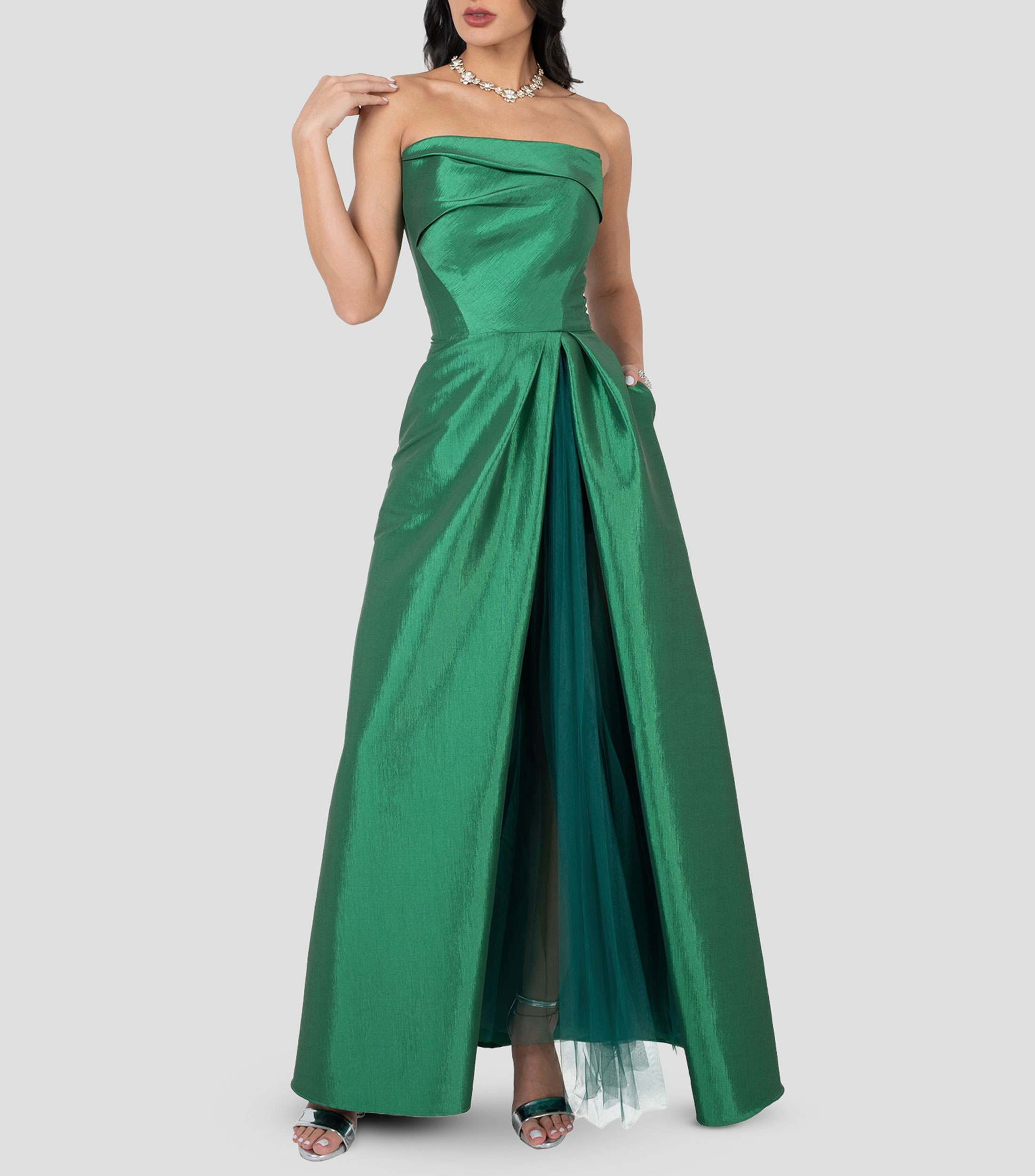 Vestido de fiesta largo liso Mujer