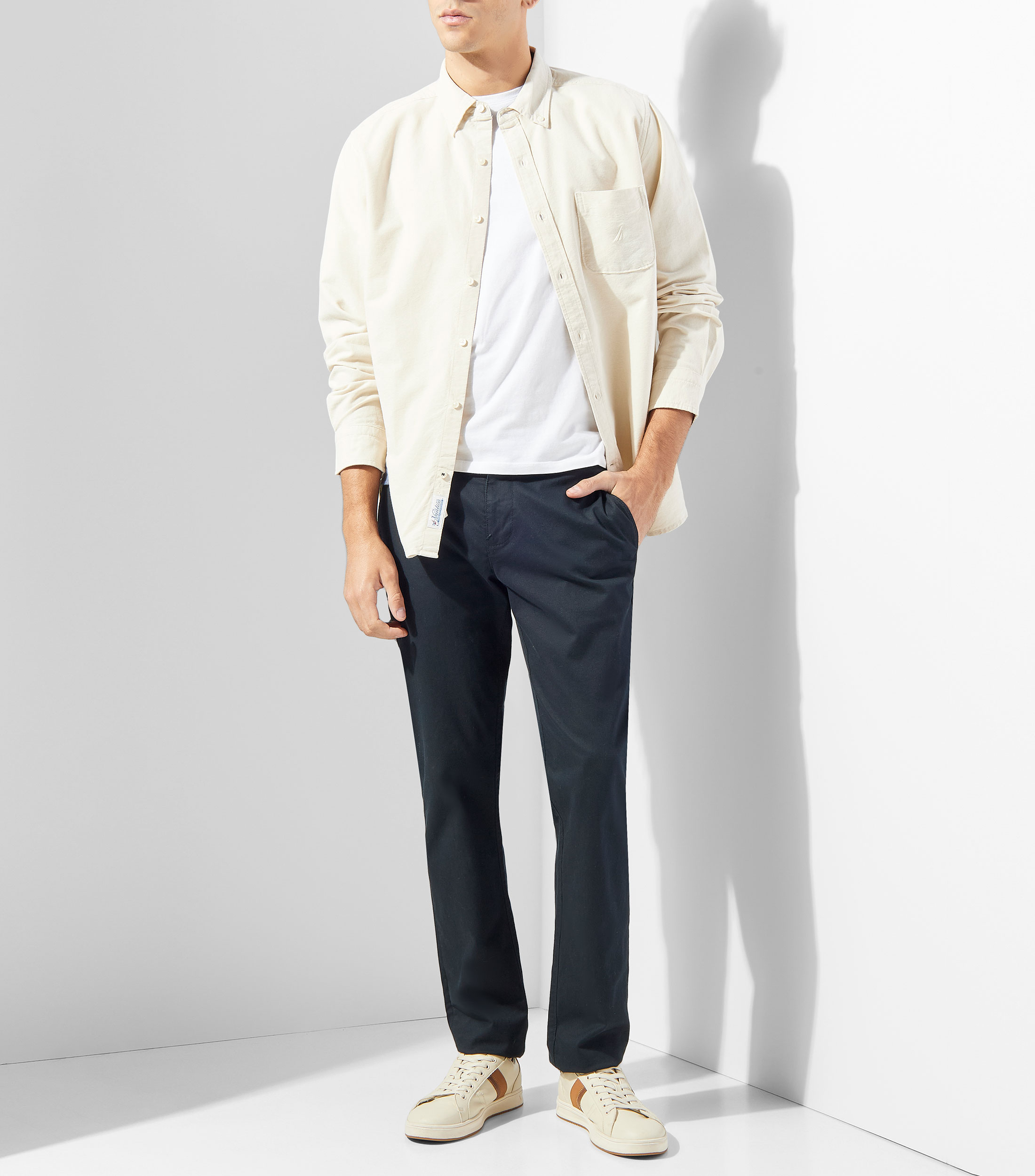 Camisa lisa con manga larga Hombre