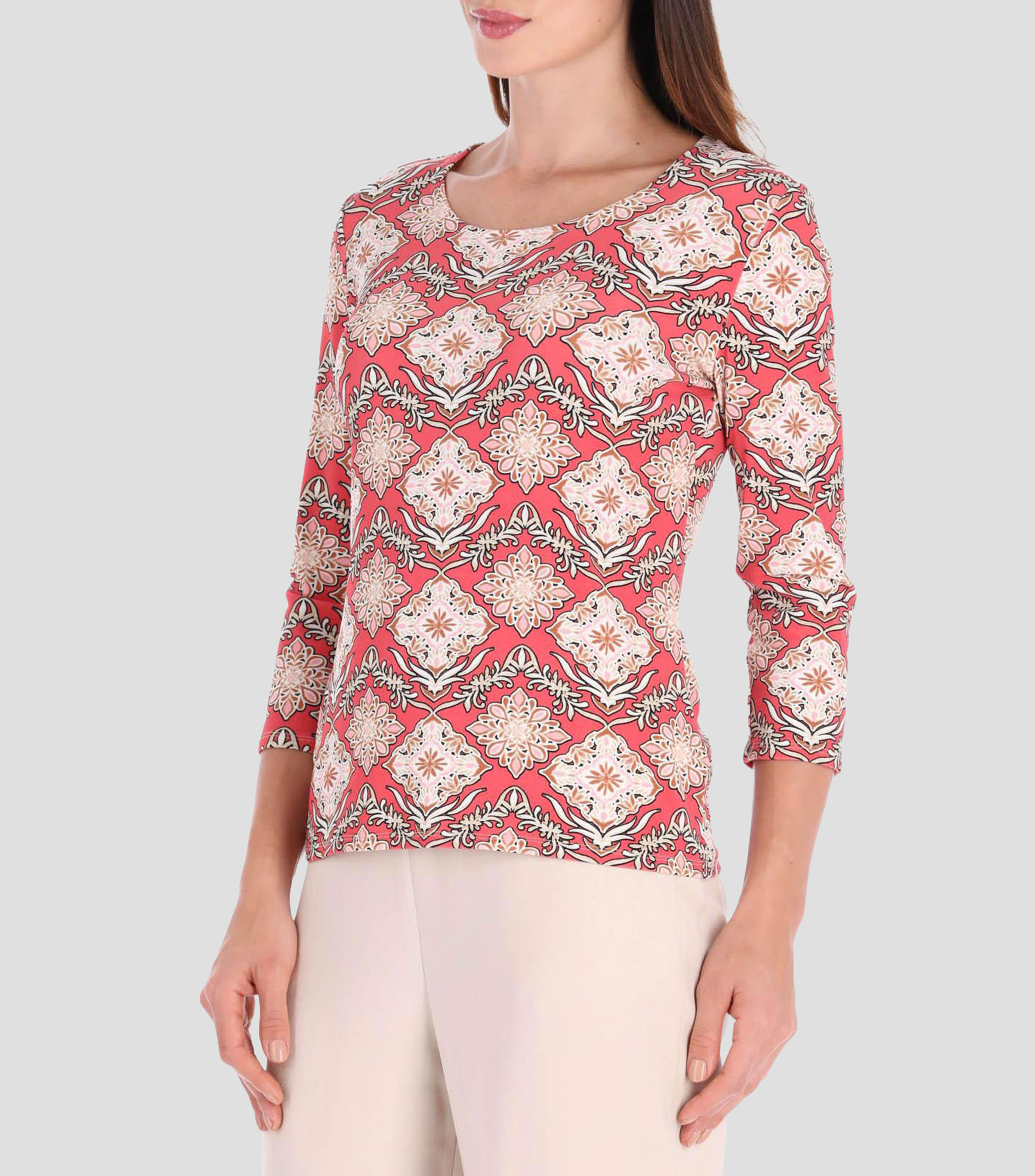 Blusa estampada manga 3/4 Línea Petite Mujer