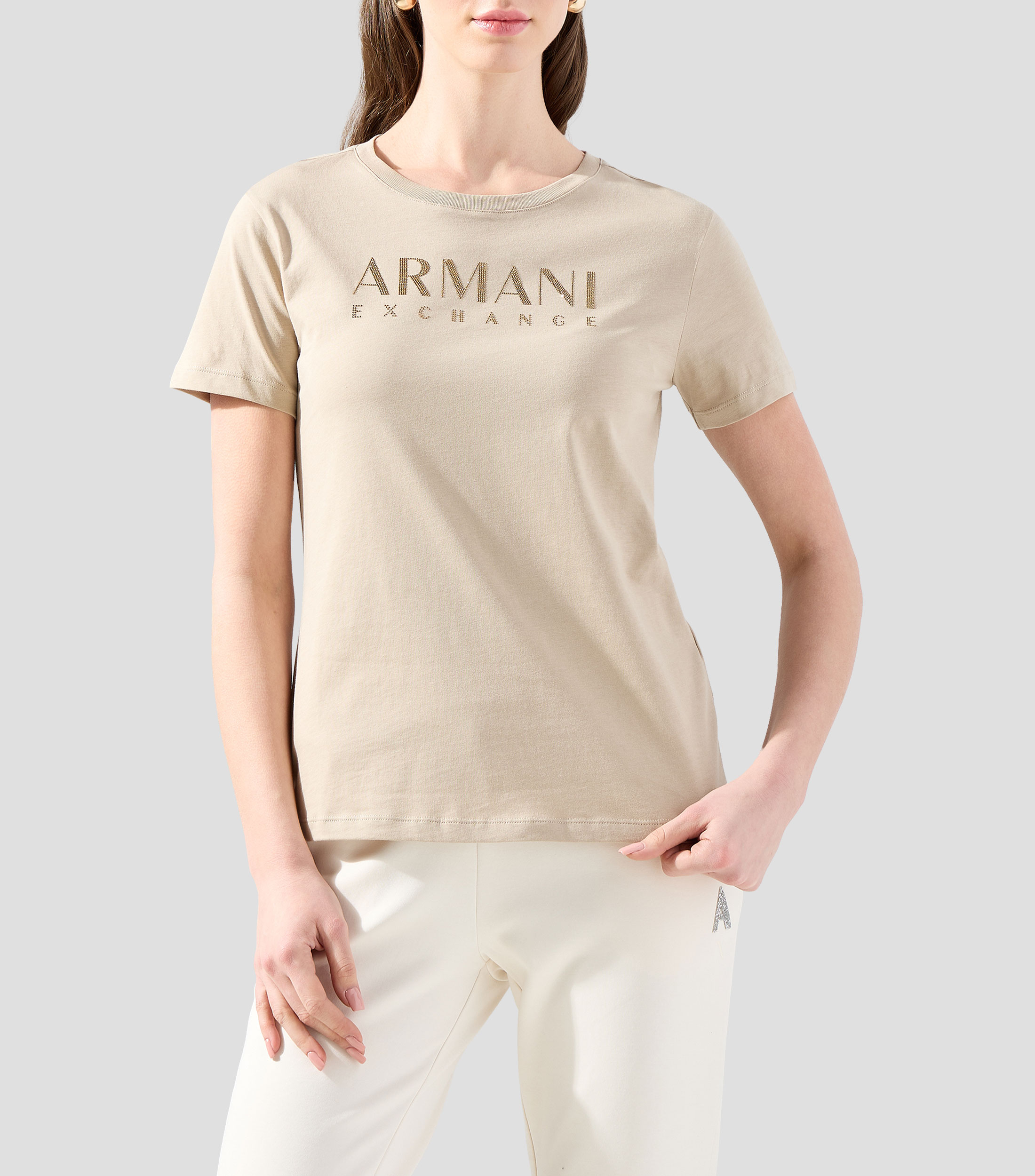 Playera cuello redondo manga corta estampada Mujer
