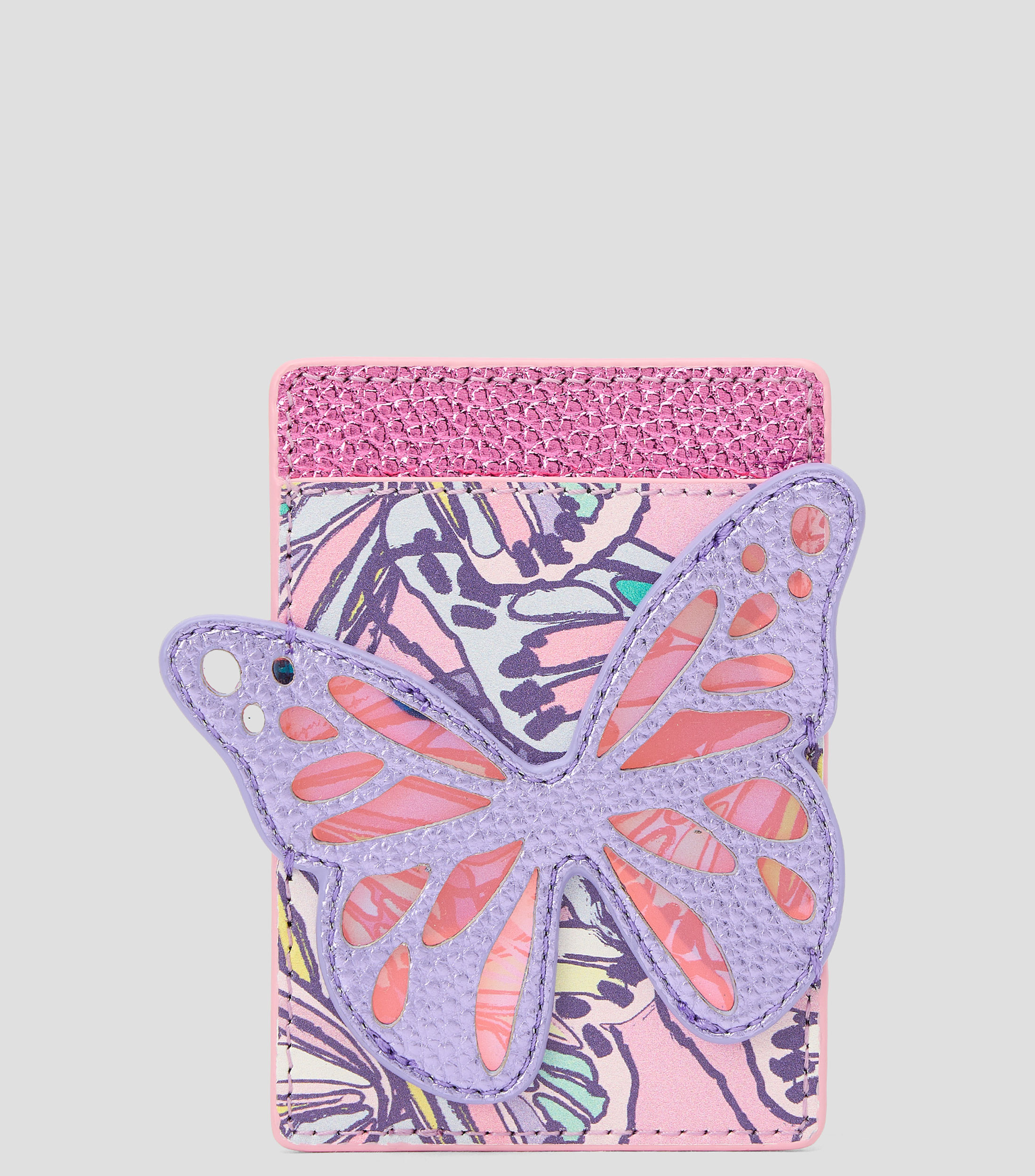 Tarjetero en piel Butterfly estampado Mujer