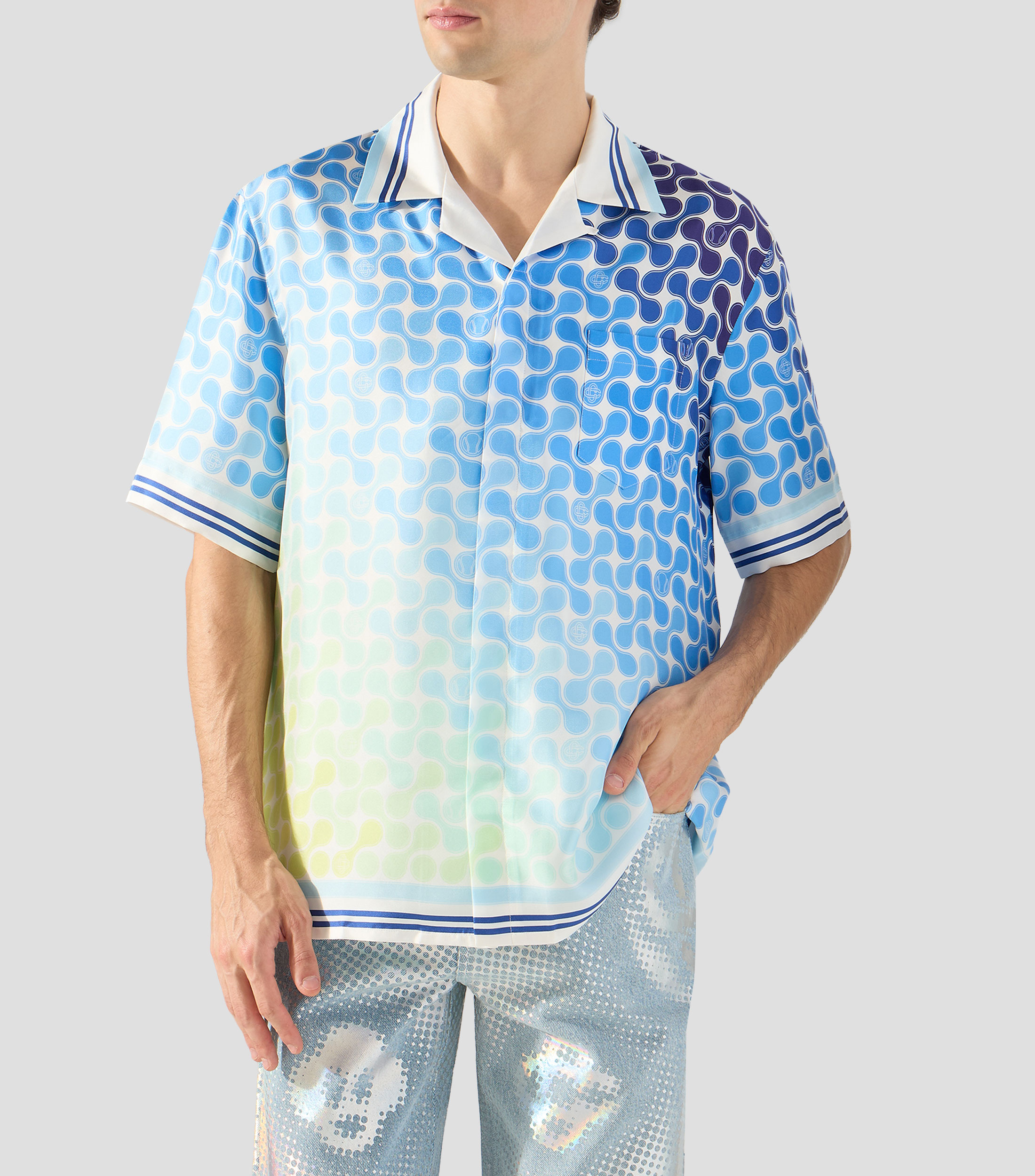 Camisa estampada con manga corta Hombre