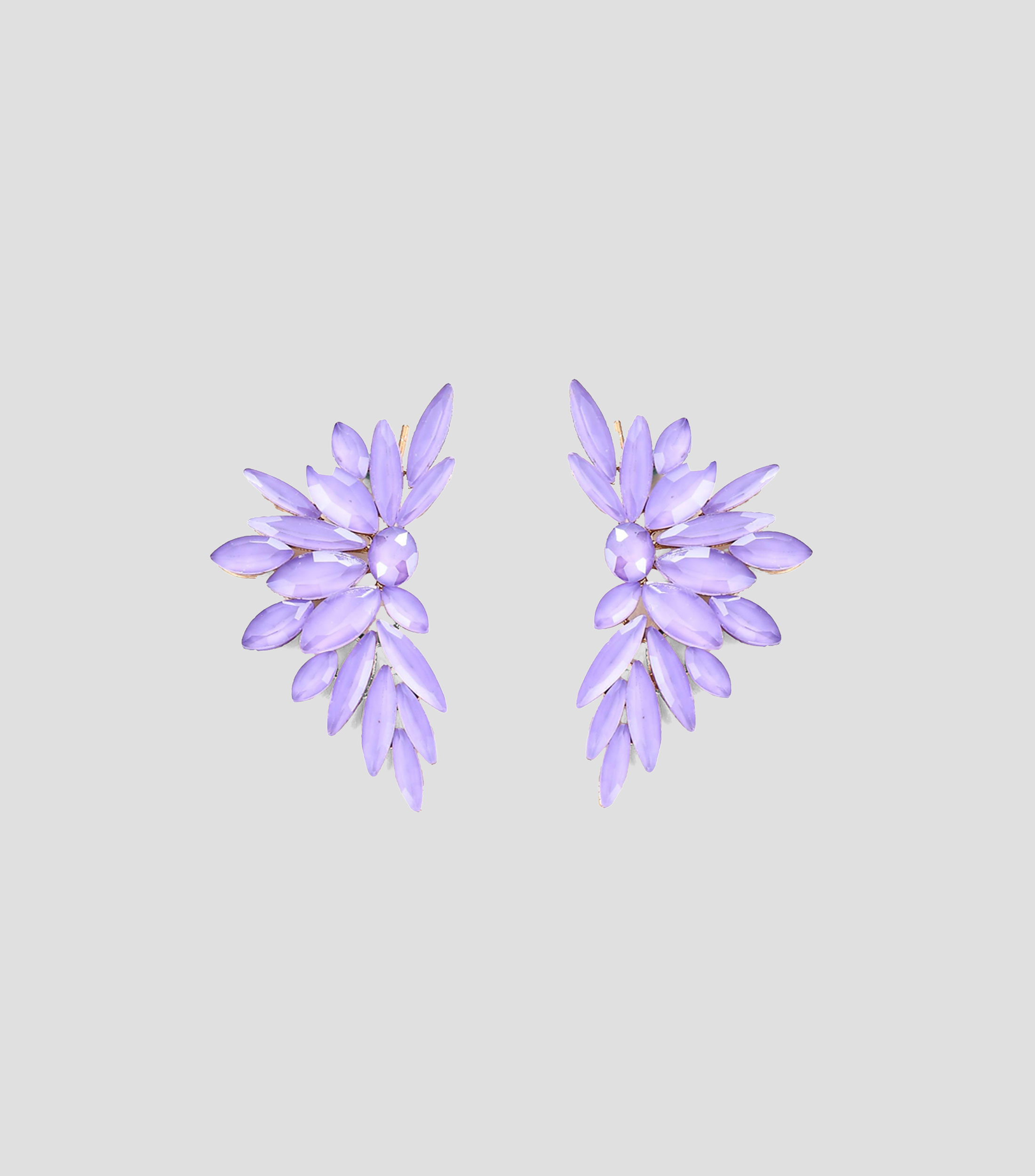 Aretes Media flor con cristales Mujer