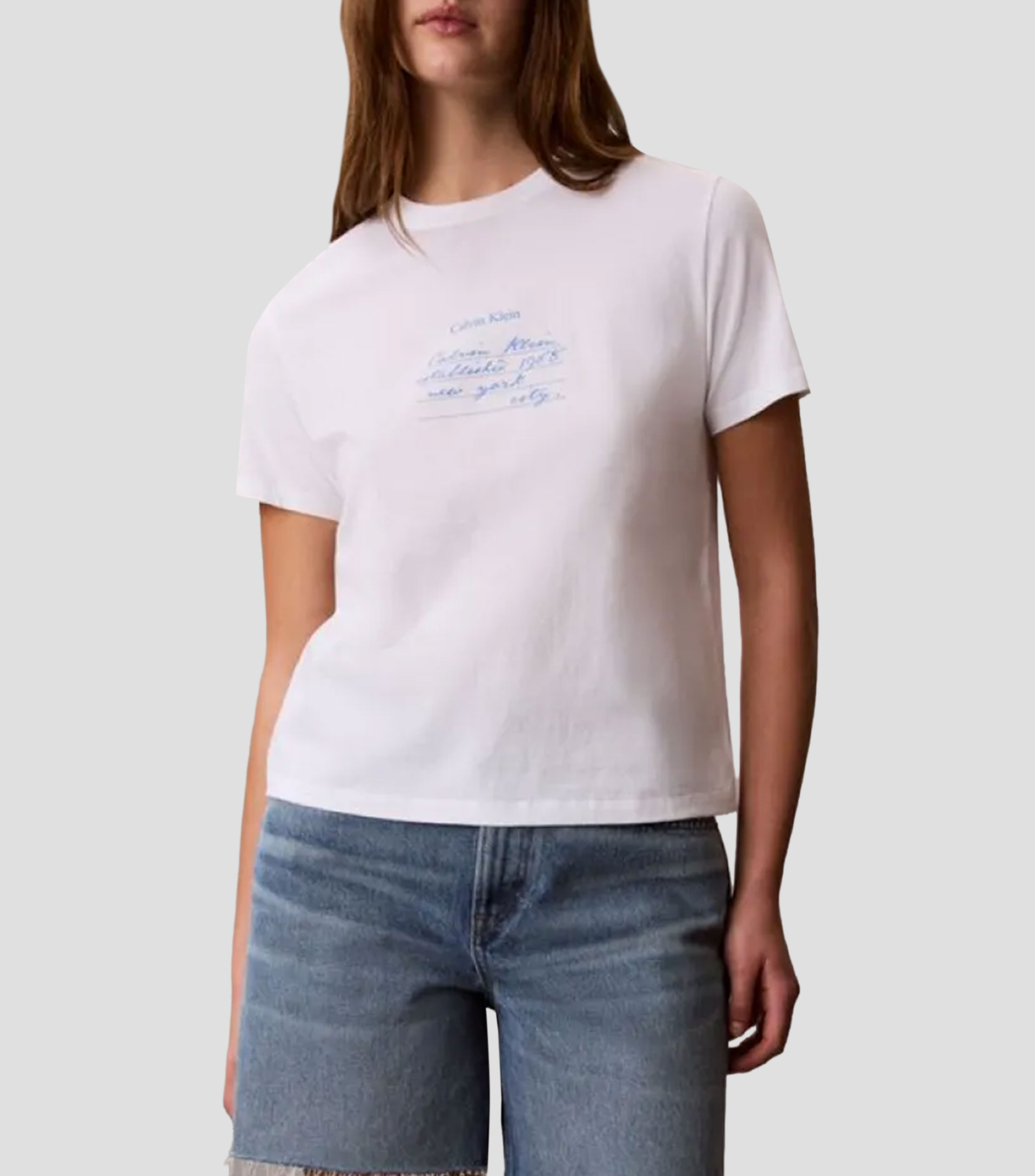 Playera cuello redondo manga corta con estampado Mujer
