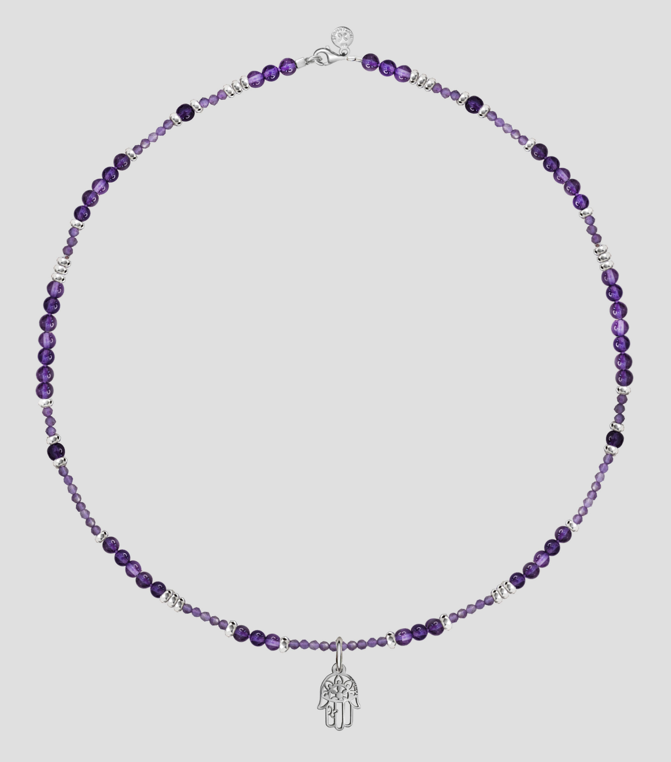 Collar en plata Mano Zen con amatista Mujer