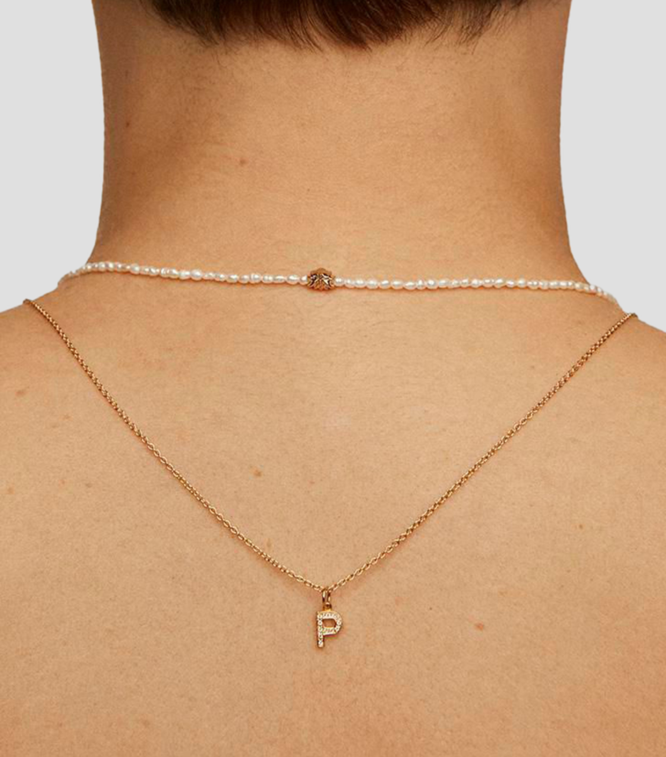 Dije inicial P en plata .925 ABC con topacios blancos Mujer