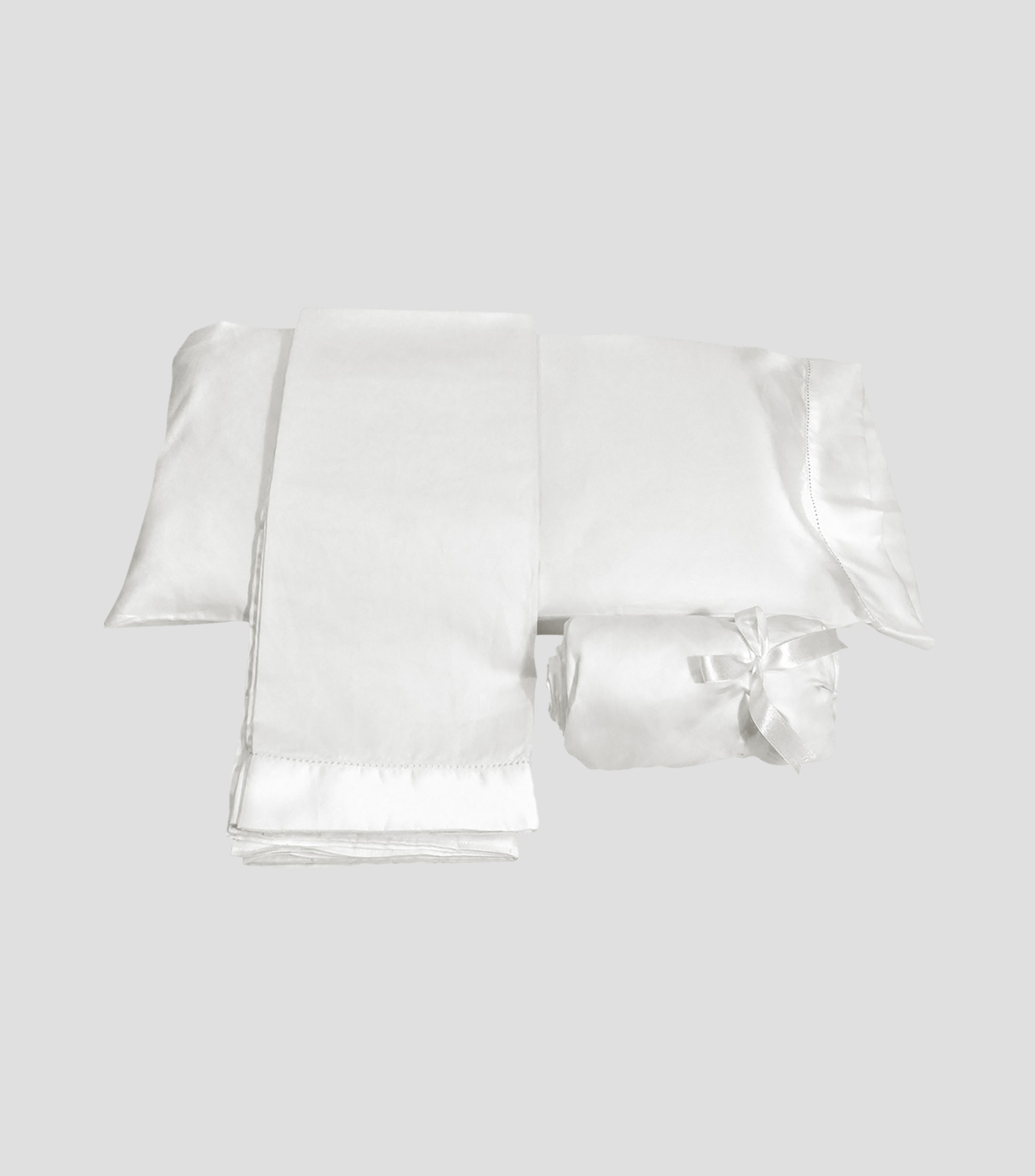 Juego de sábanas para cuna Sateen blanco
