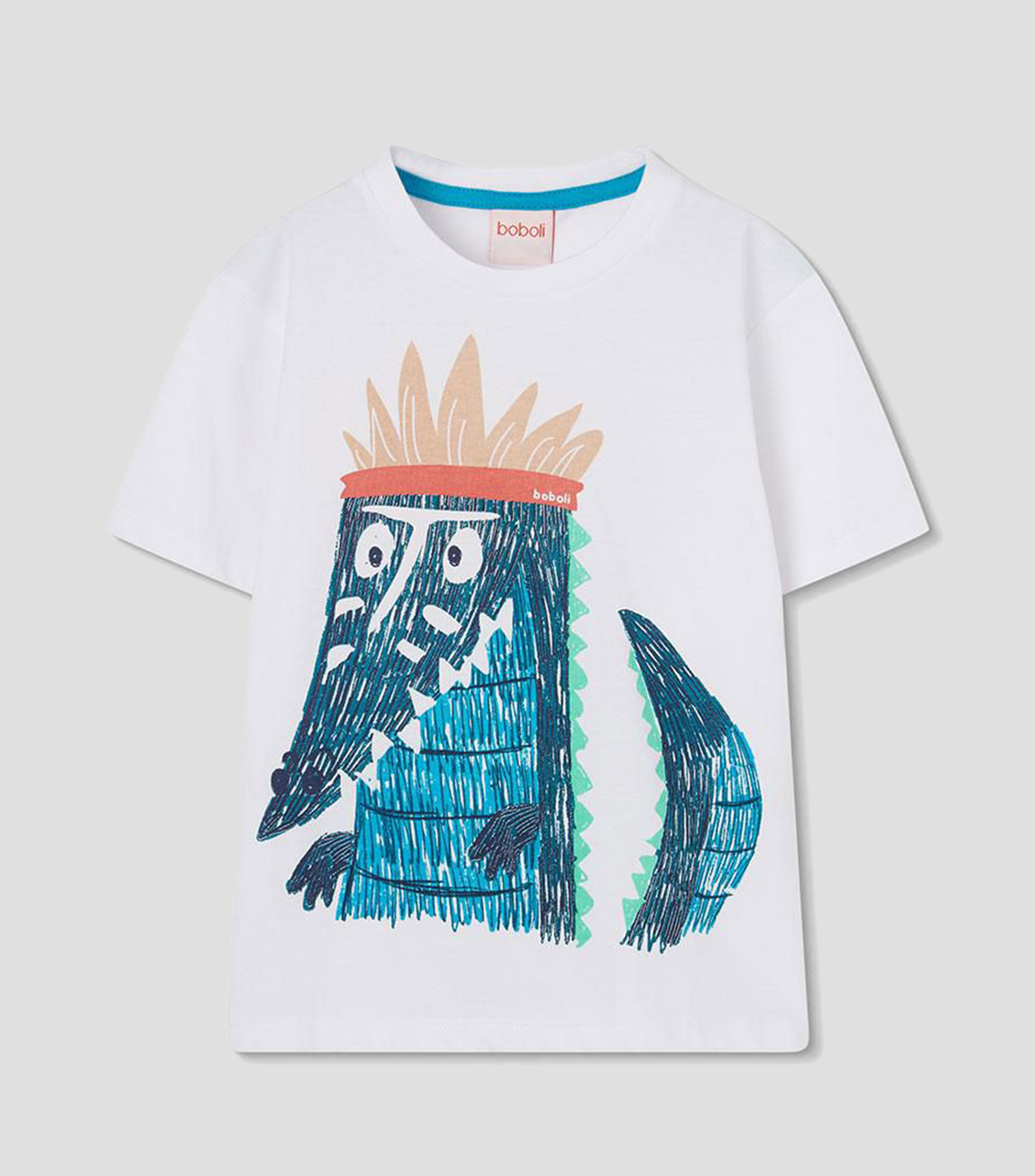 Playera cuello redondo manga corta estampada Niño