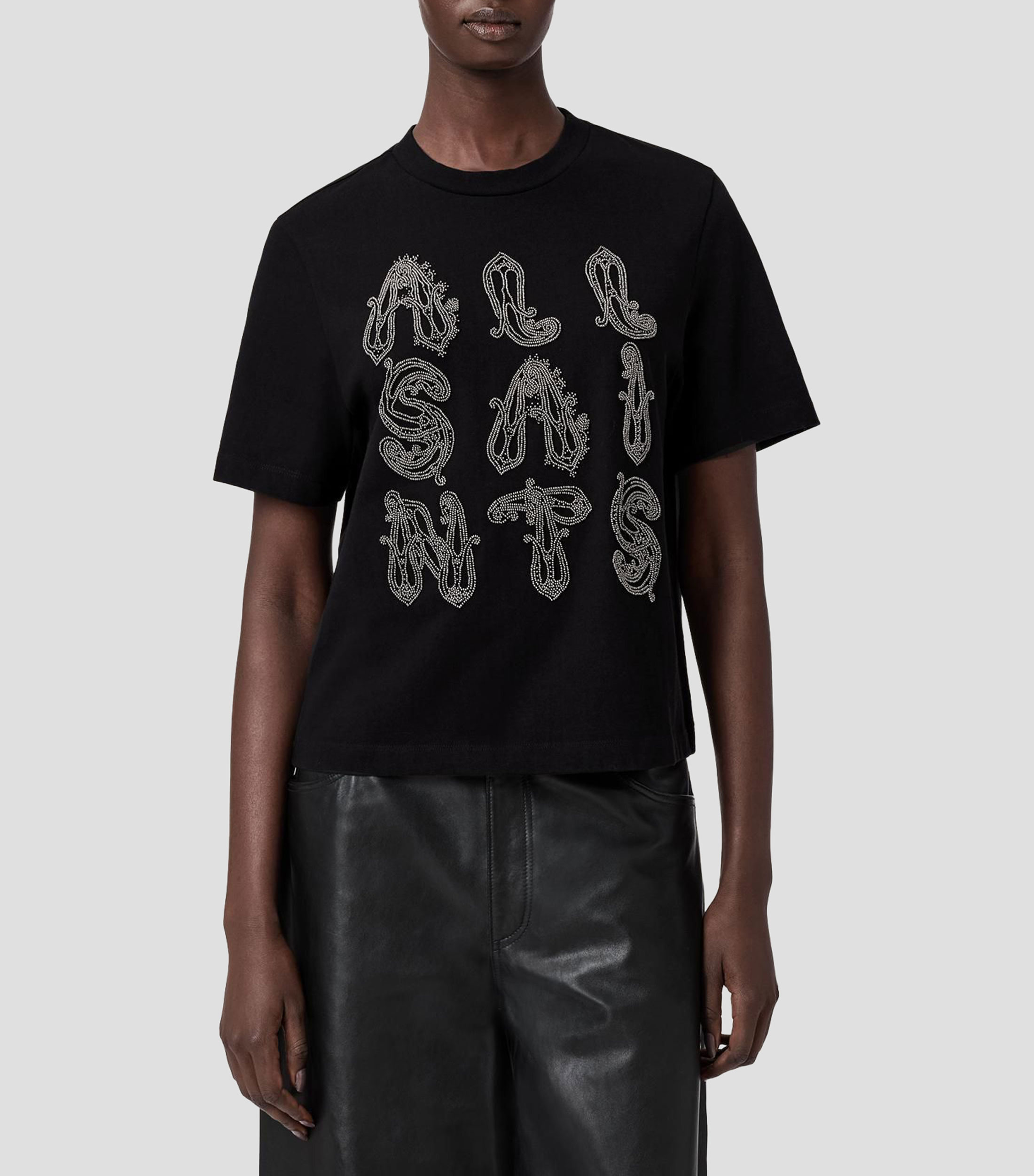 Playera cuello redondo manga corta con estampado Mujer